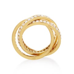 Cartier Trinity 18 Karat Yellow Gold Full Pave Three-Band Ring