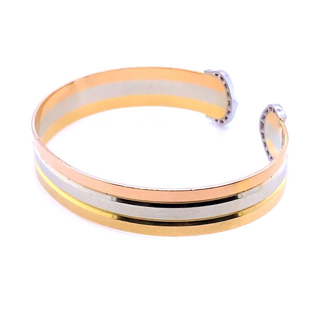 Contemporary Cartier Trinity 18 Karat Yellow White and Rose Gold Cuff Bracelet For Sale