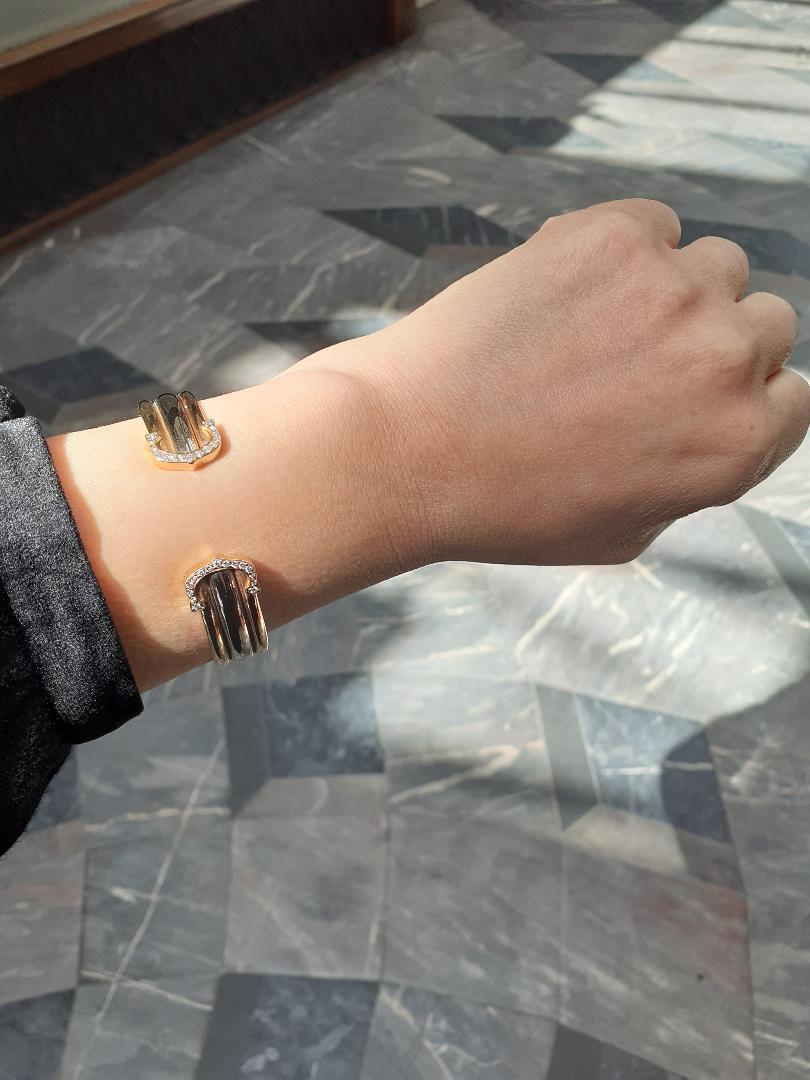 Cartier Trinity 18 Karat Yellow White and Rose Gold Cuff Bracelet In Good Condition In London, GB