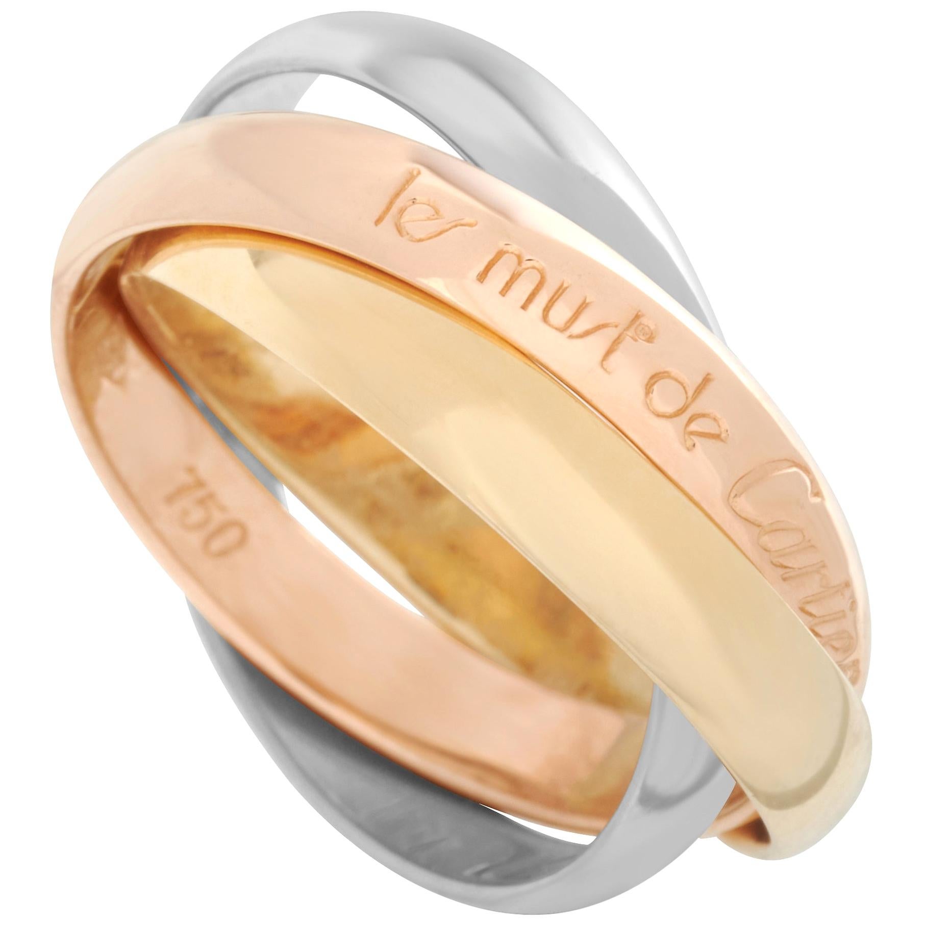 Cartier Trinity 18 Karat Yellow, White and Rose Gold Ring