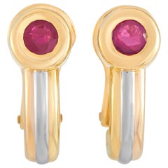 Cartier Trinity 18 Karat Yellow, White and Rose Gold Ruby Earrings