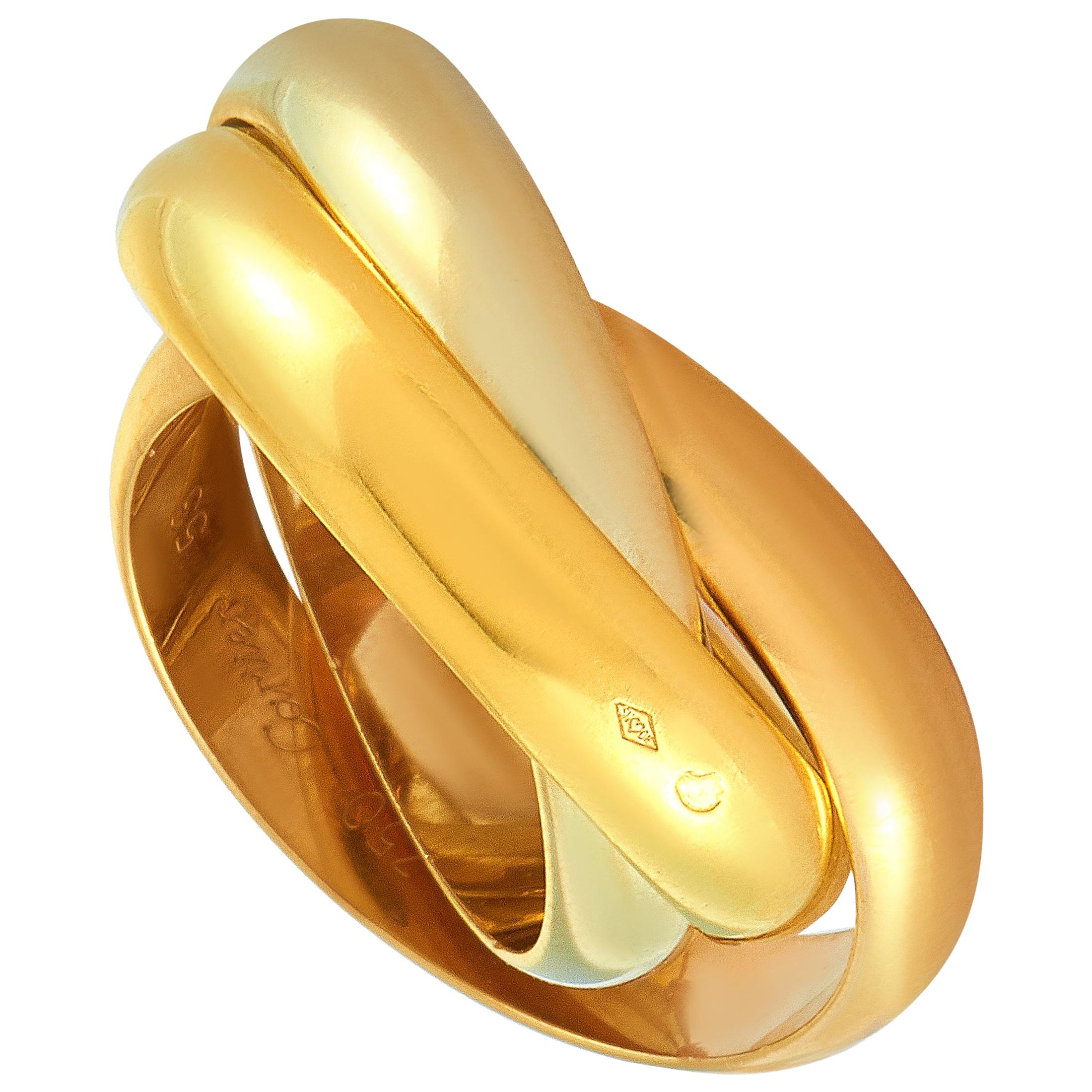 Cartier Trinity 18 Karat Yellow/White/Rose Gold Band Ring