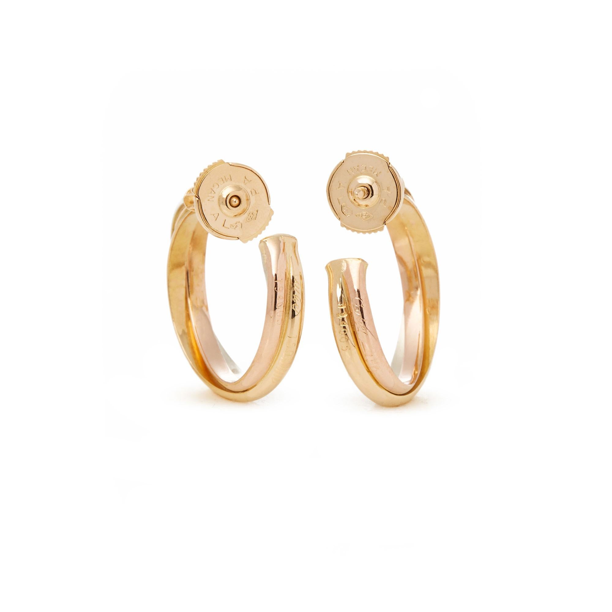 Contemporary Cartier Trinity 18 Carat Gold Hoop Earrings