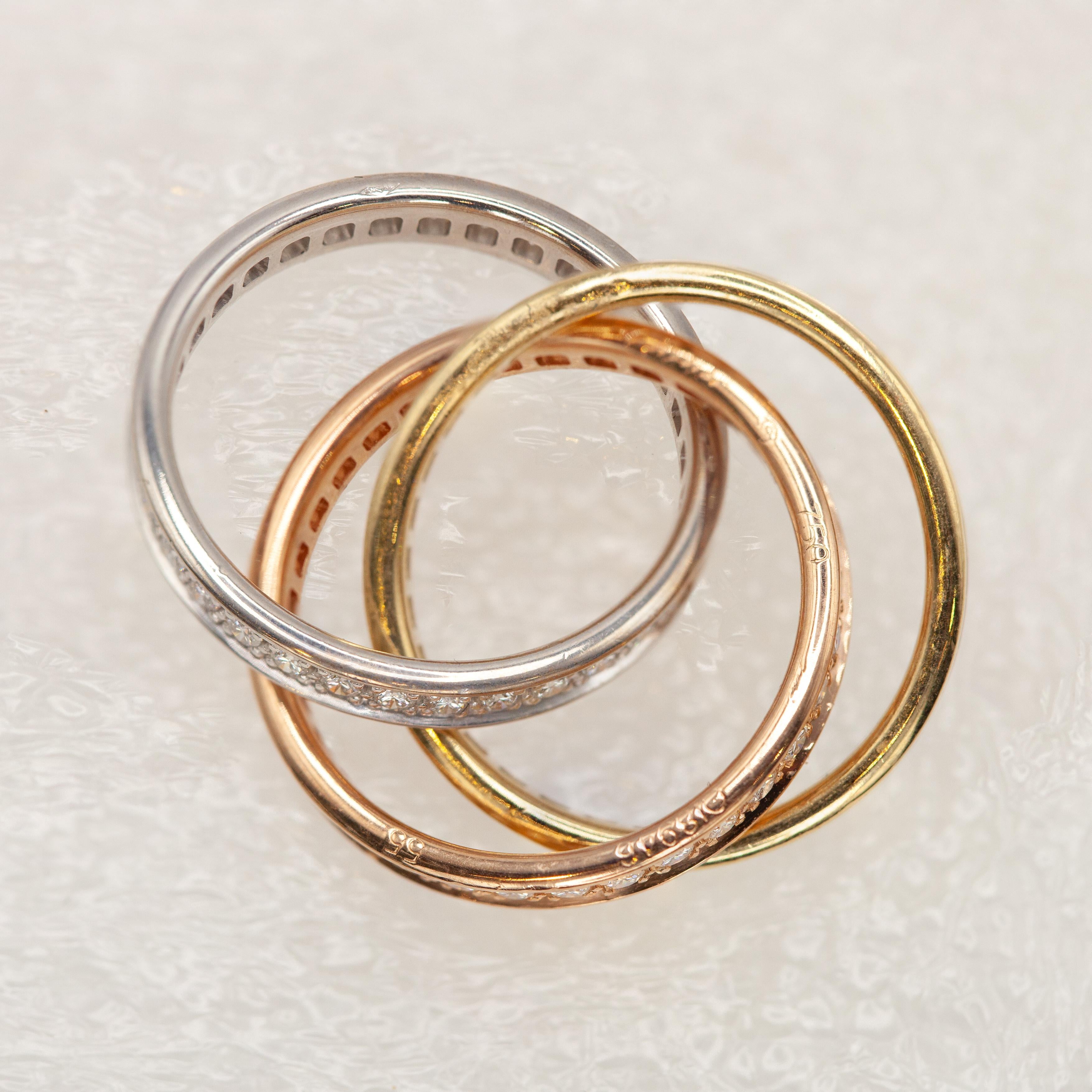 Cartier Trinity 18K Diamond Rolling Ring For Sale 4