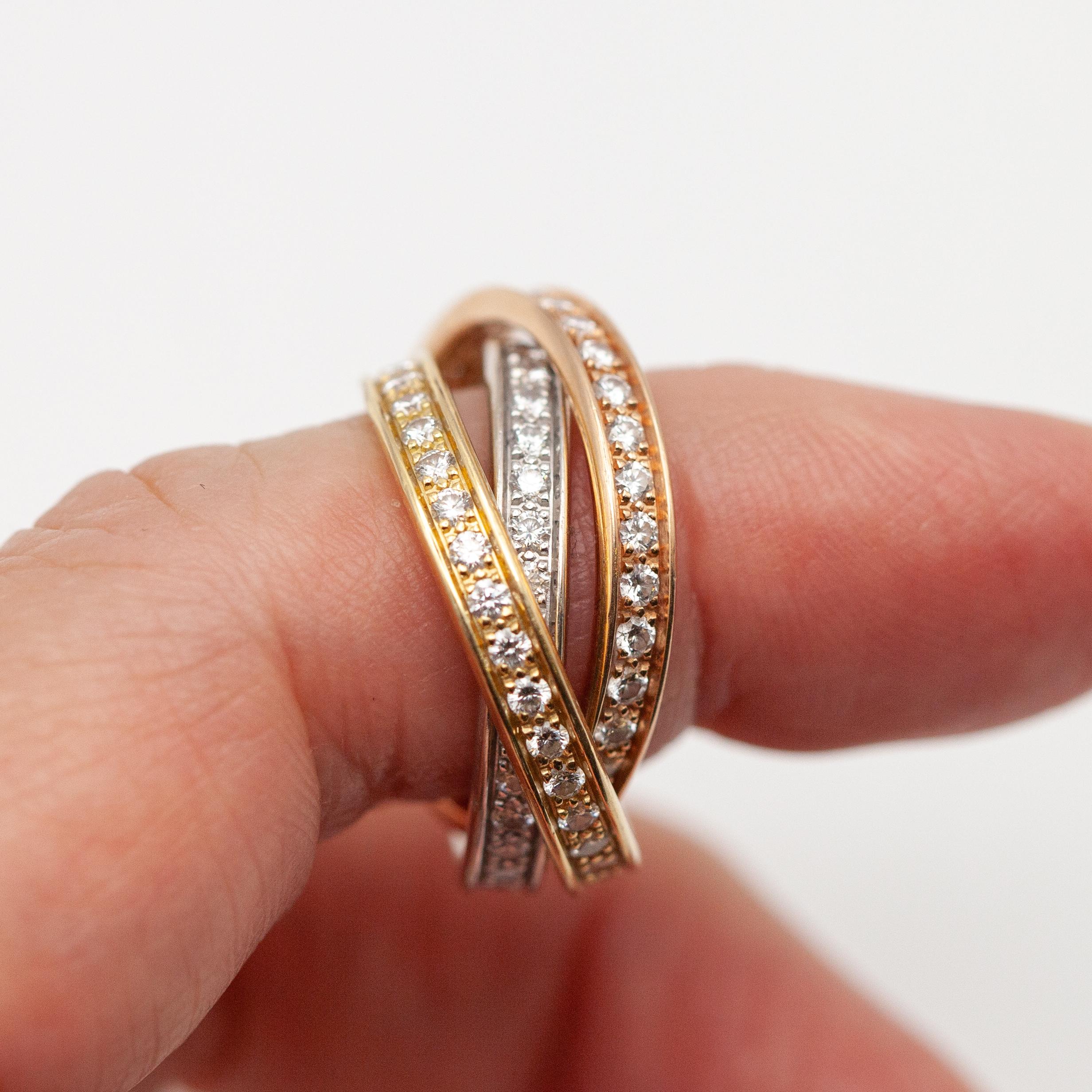 Cartier Trinity 18K Diamond Rolling Ring For Sale 5