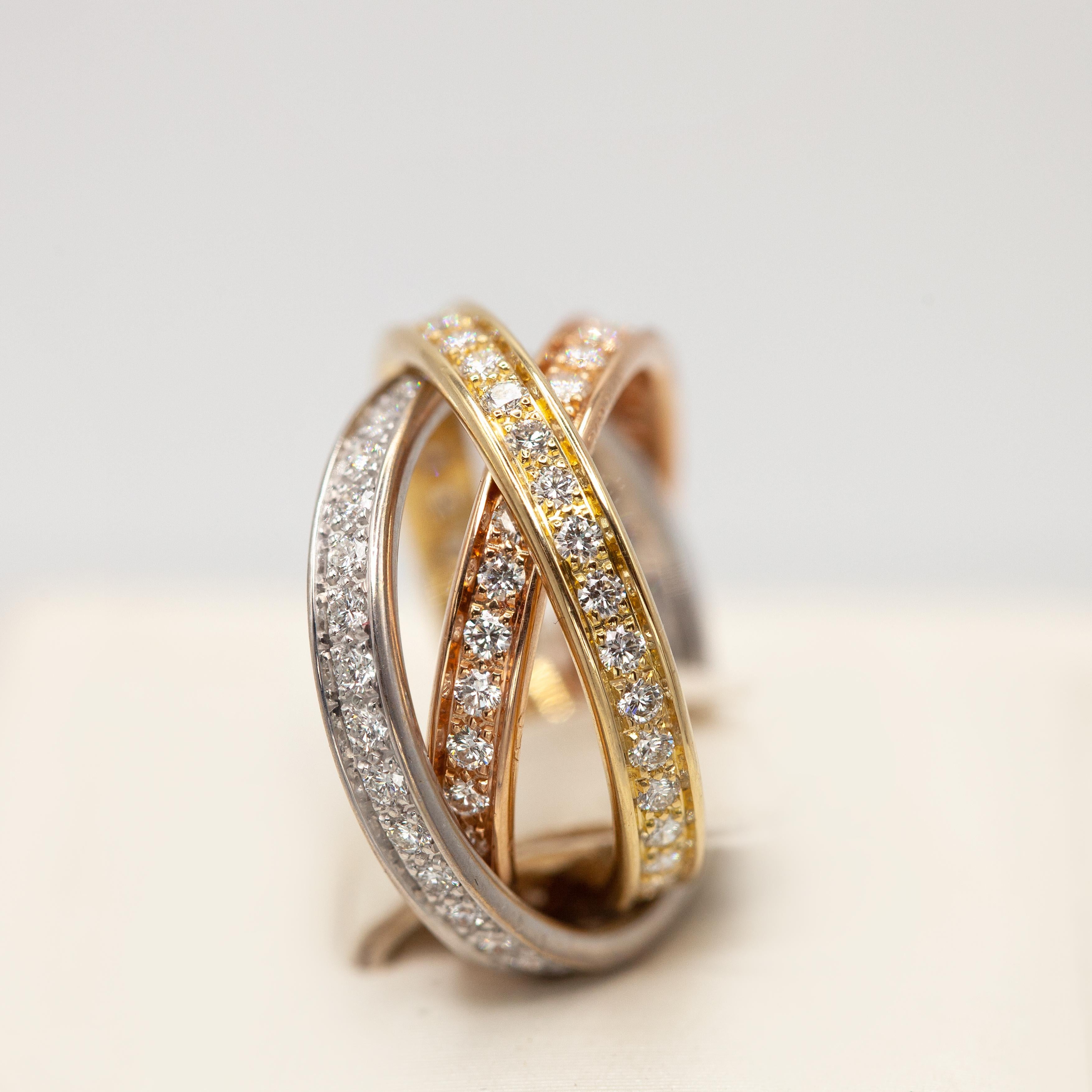 Cartier Trinity 18K Diamond Rolling Ring For Sale 2