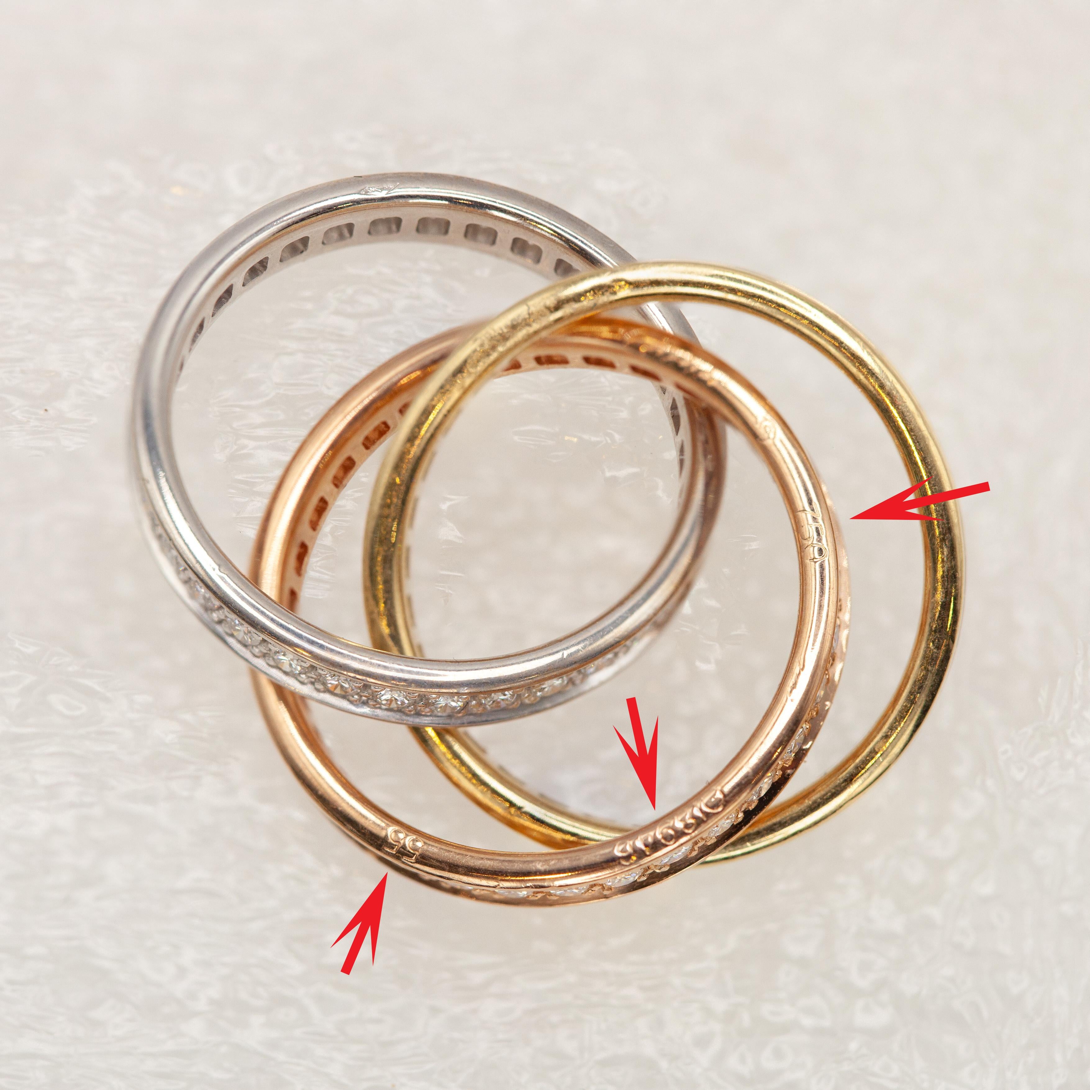 Cartier Trinity 18K Diamond Rolling Ring For Sale 3