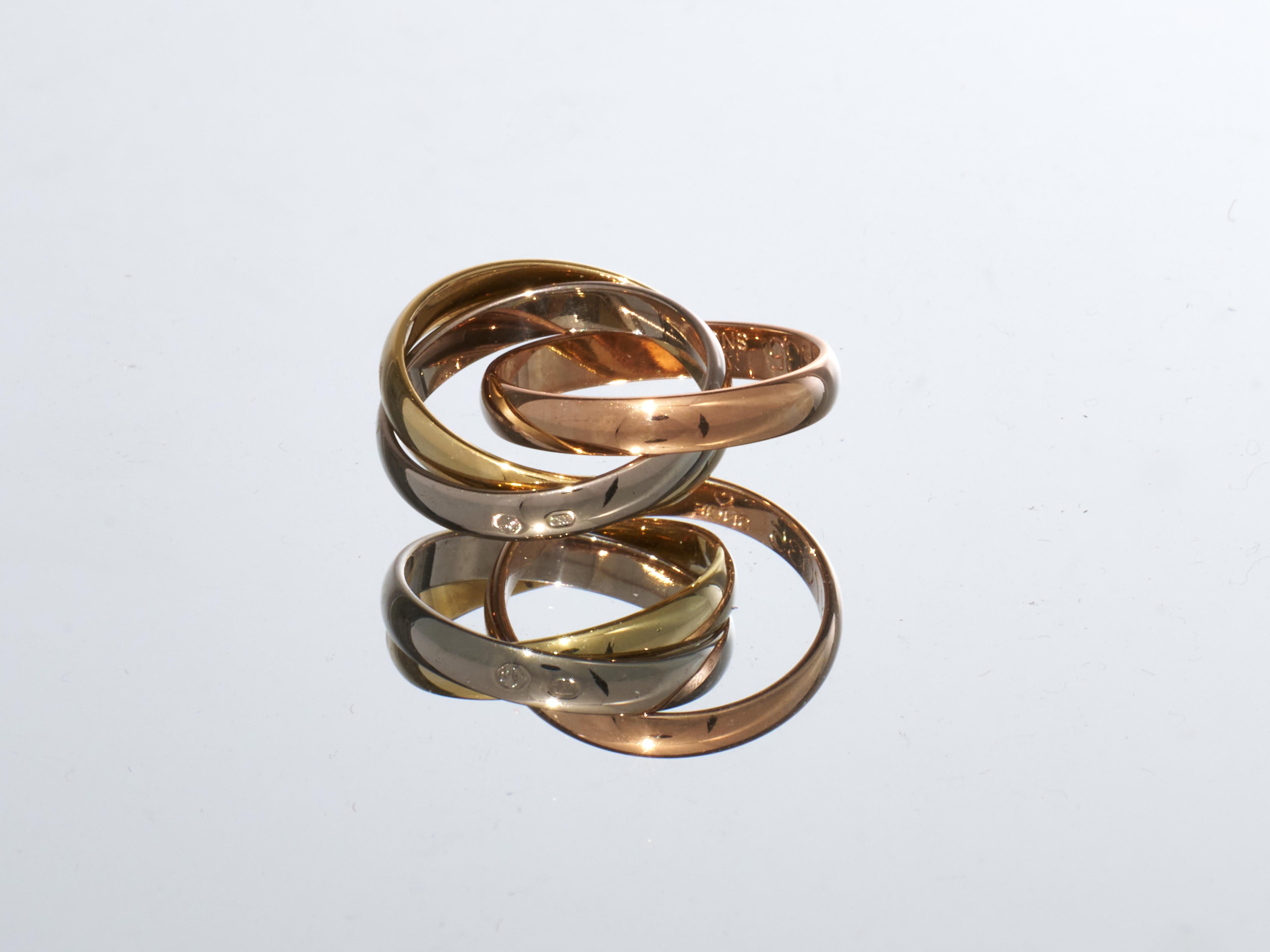 Cartier Trinity, collana in oro 18 carati di piccole dimensioni con catena in oro 18 carati, con scatola, immacolata 7