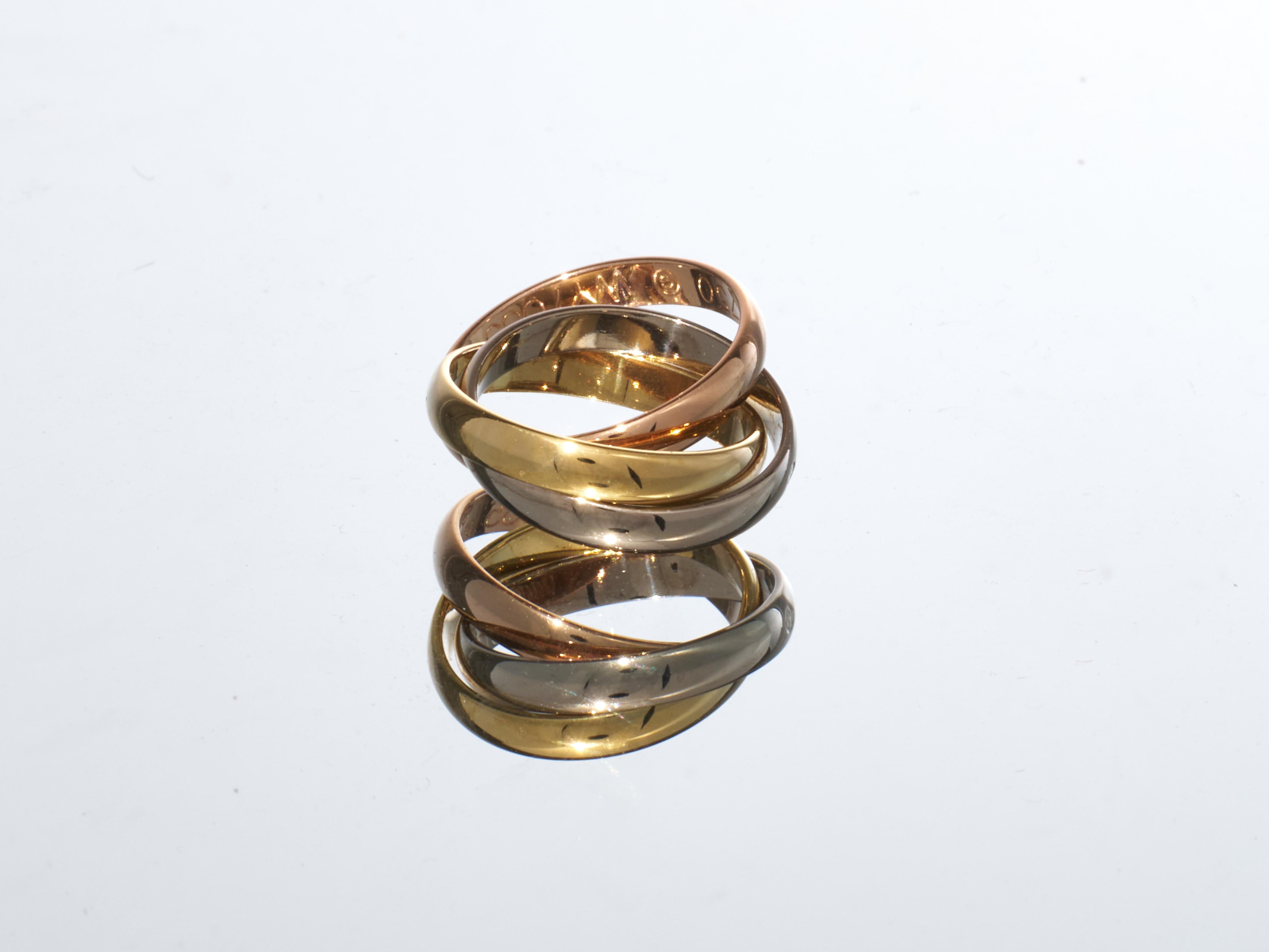 Cartier Trinity, collana in oro 18 carati di piccole dimensioni con catena in oro 18 carati, con scatola, immacolata 8