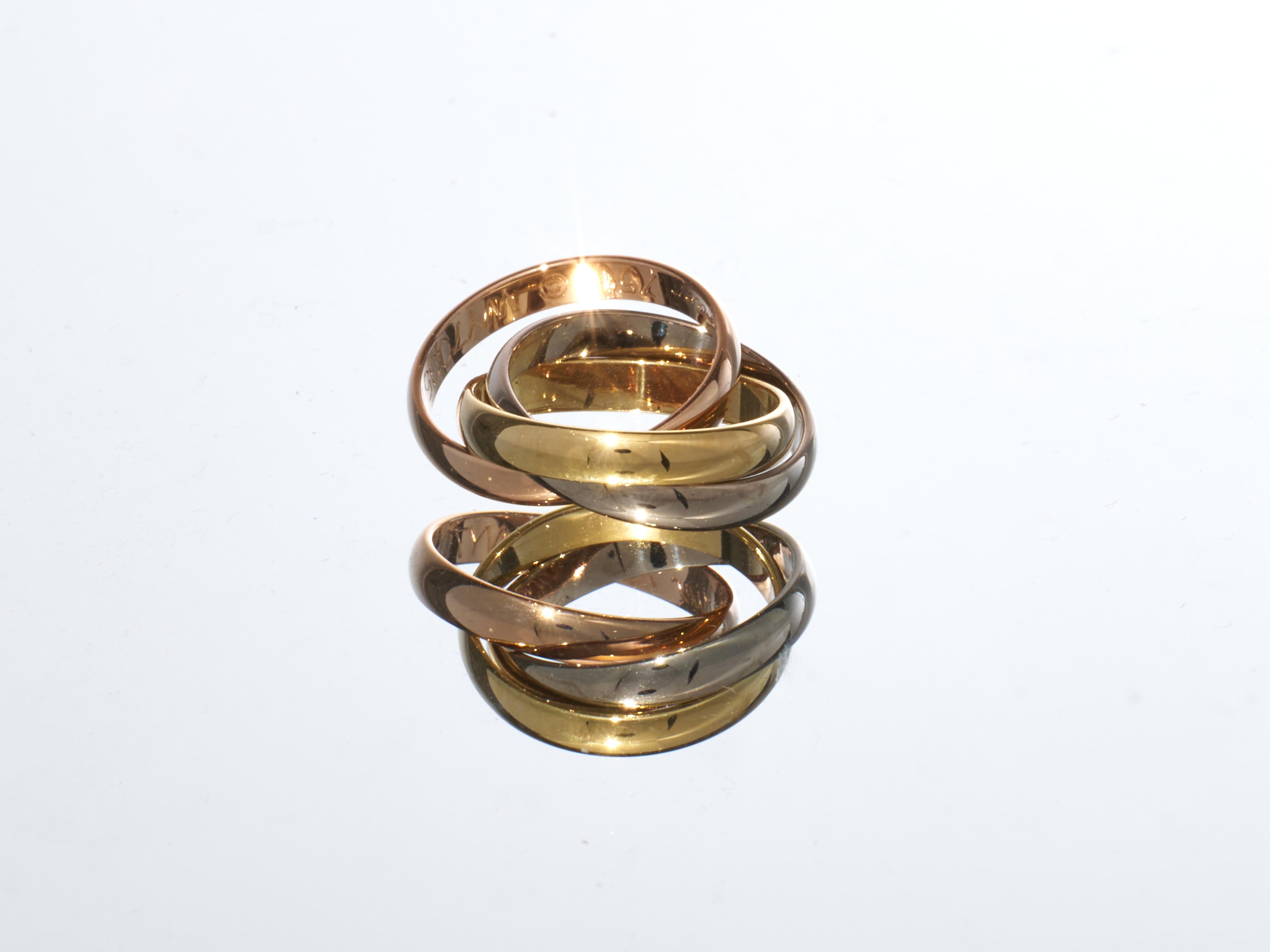 Cartier Trinity, collana in oro 18 carati di piccole dimensioni con catena in oro 18 carati, con scatola, immacolata 9