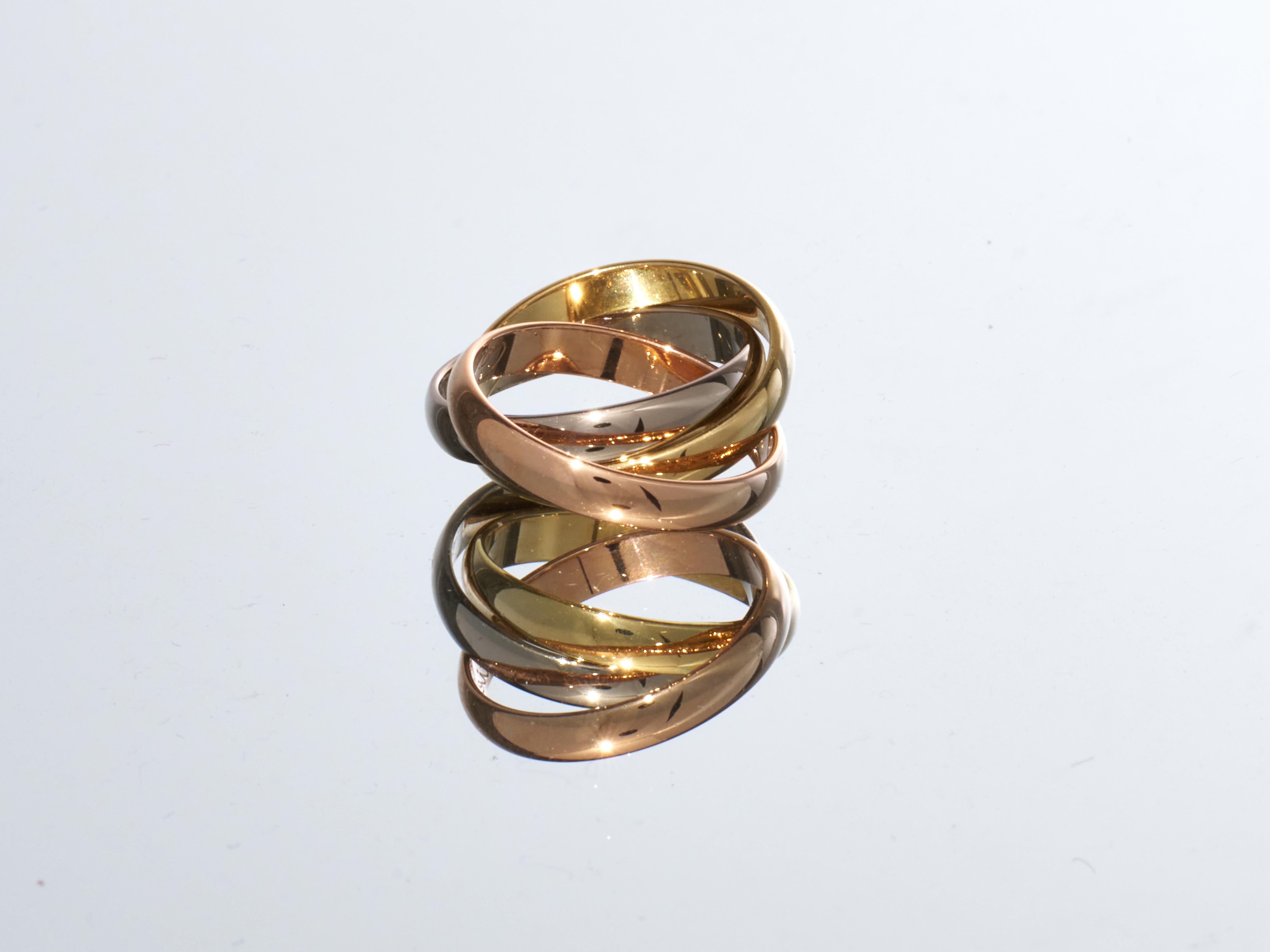 Cartier Trinity, collana in oro 18 carati di piccole dimensioni con catena in oro 18 carati, con scatola, immacolata 12
