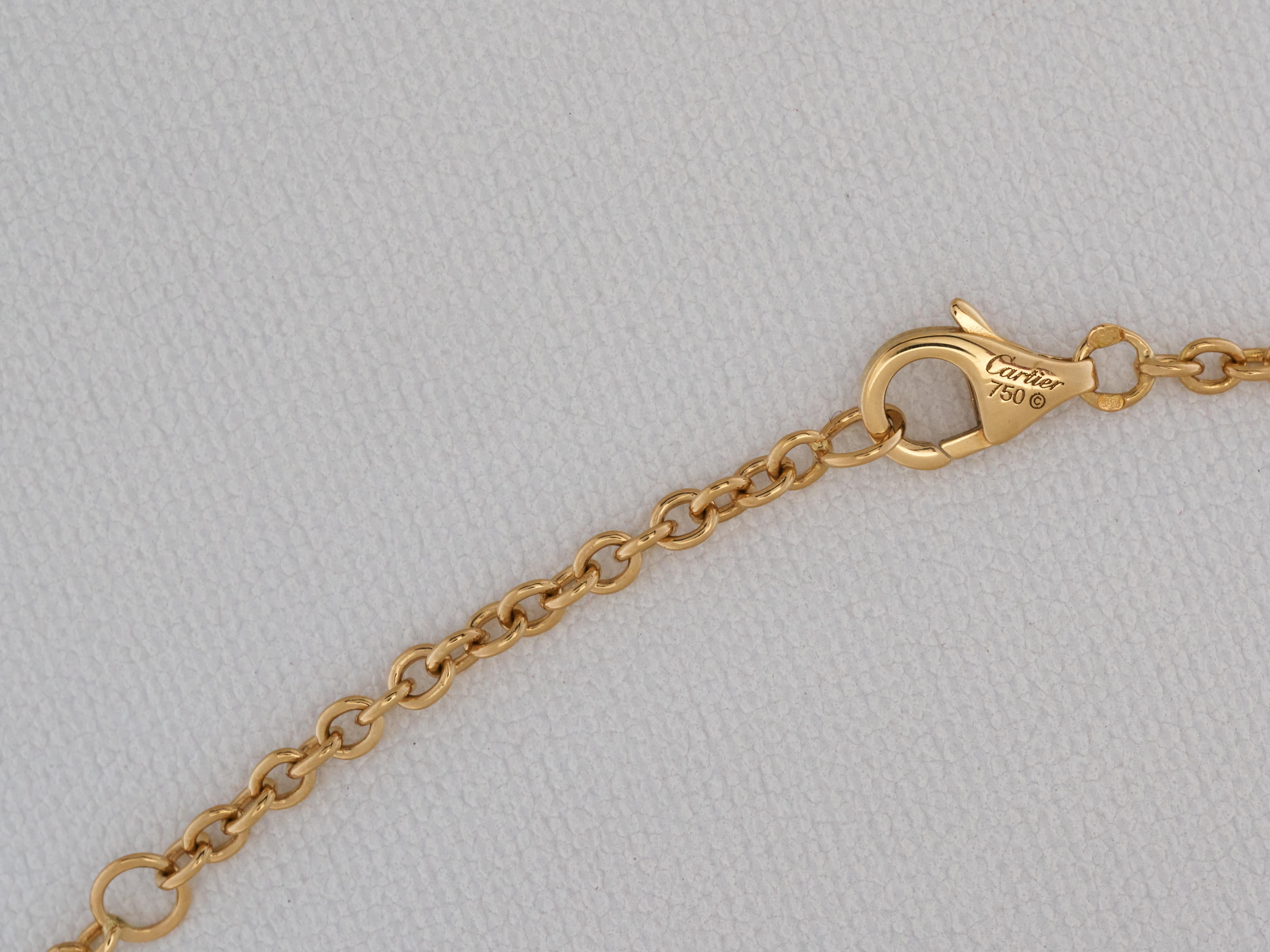 Cartier Trinity, collana in oro 18 carati di piccole dimensioni con catena in oro 18 carati, con scatola, immacolata 14