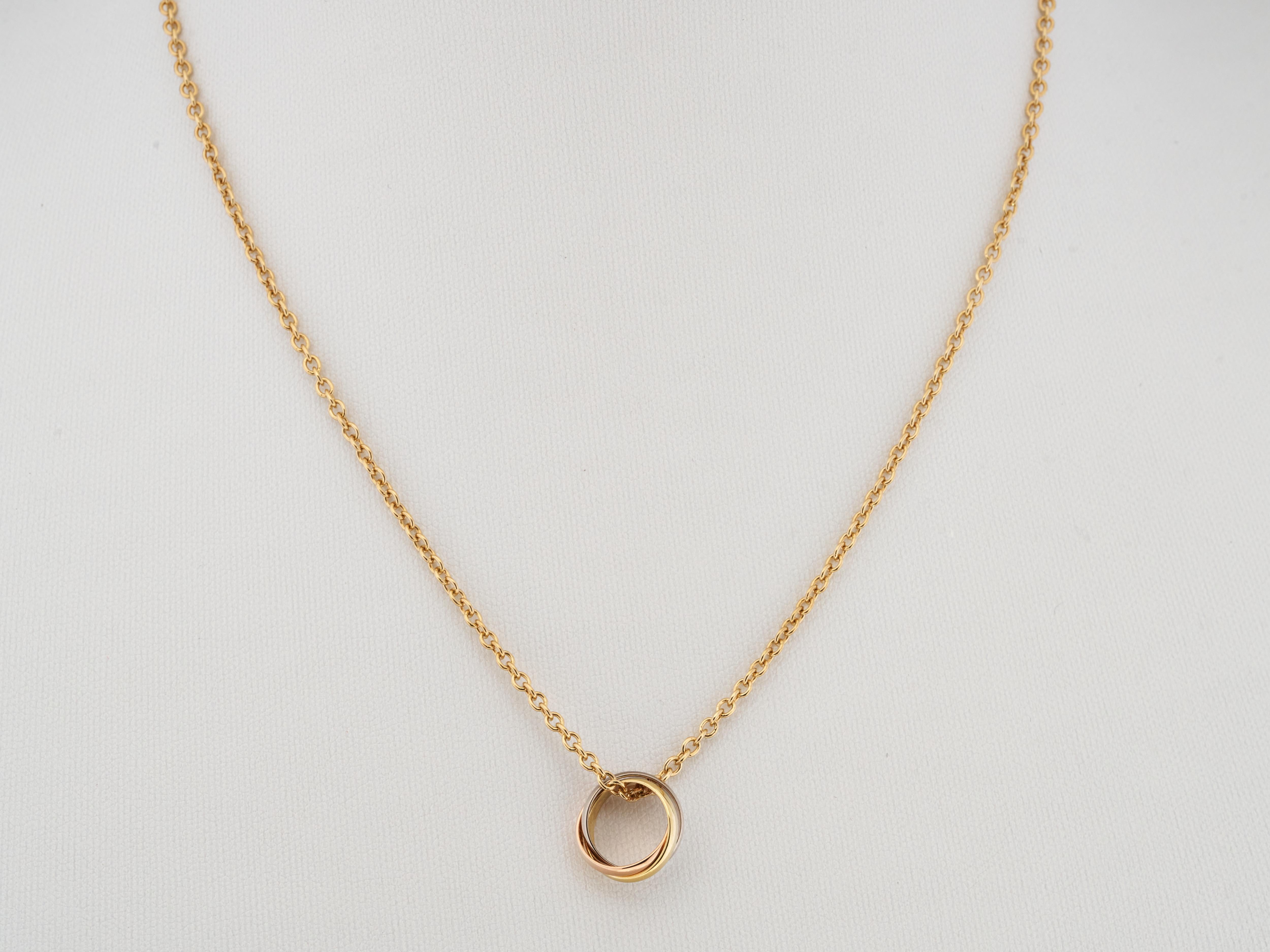 Cartier Trinity, collana in oro 18 carati di piccole dimensioni con catena in oro 18 carati, con scatola, immacolata 1