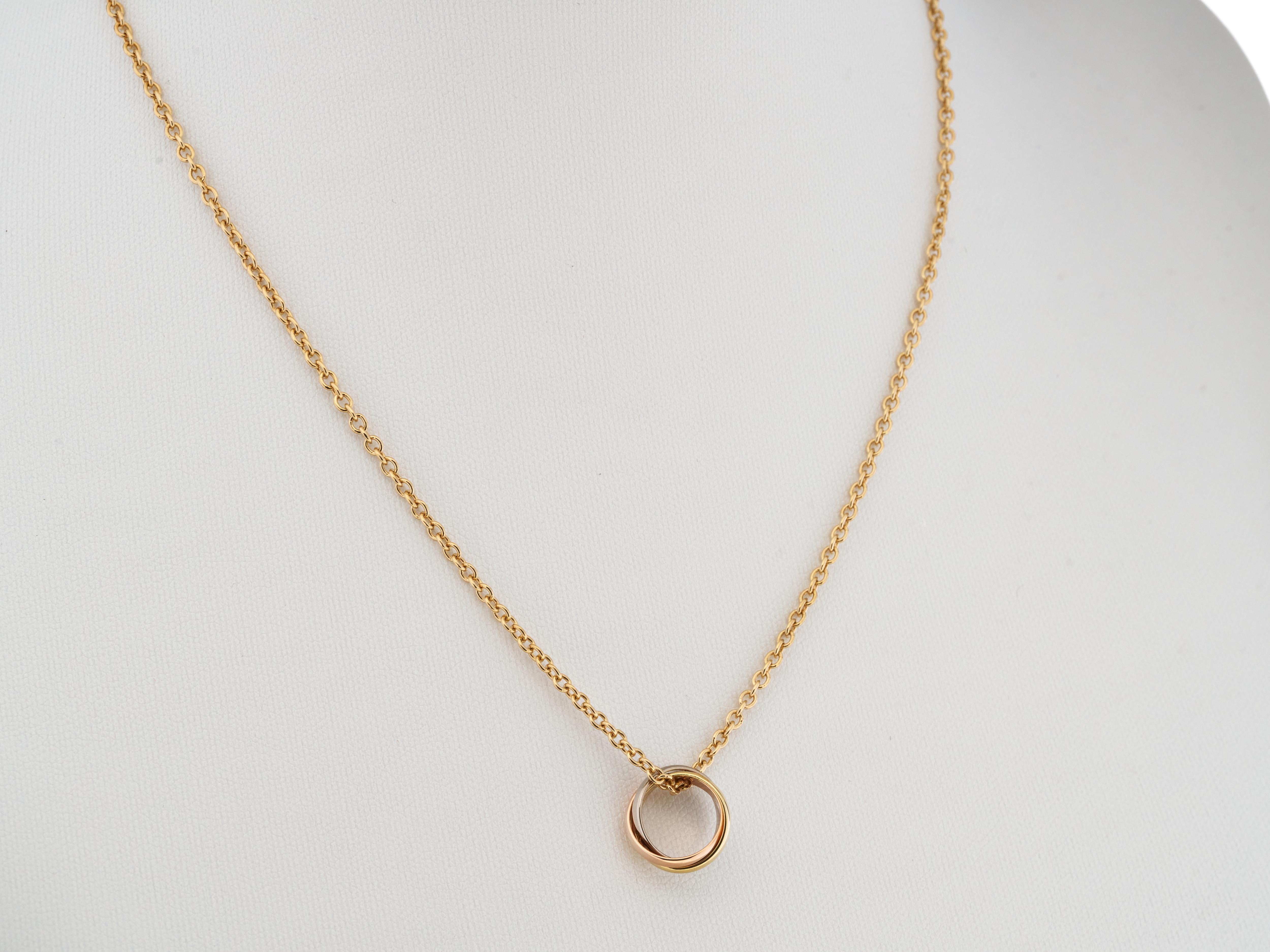 Cartier Trinity, collana in oro 18 carati di piccole dimensioni con catena in oro 18 carati, con scatola, immacolata 2