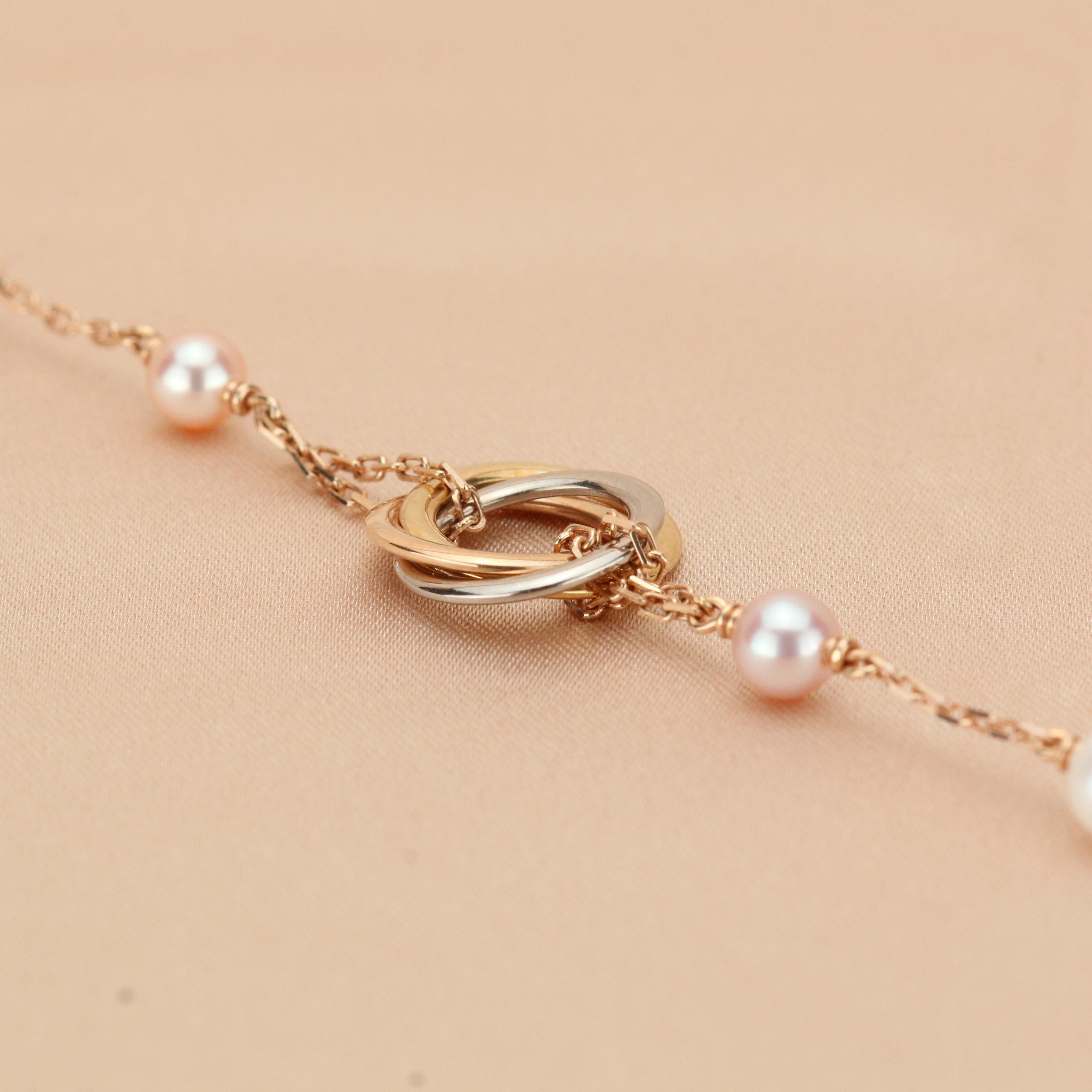 Cartier Trinity 18K Golds Pearl Bracelet In Excellent Condition In Banbury, GB