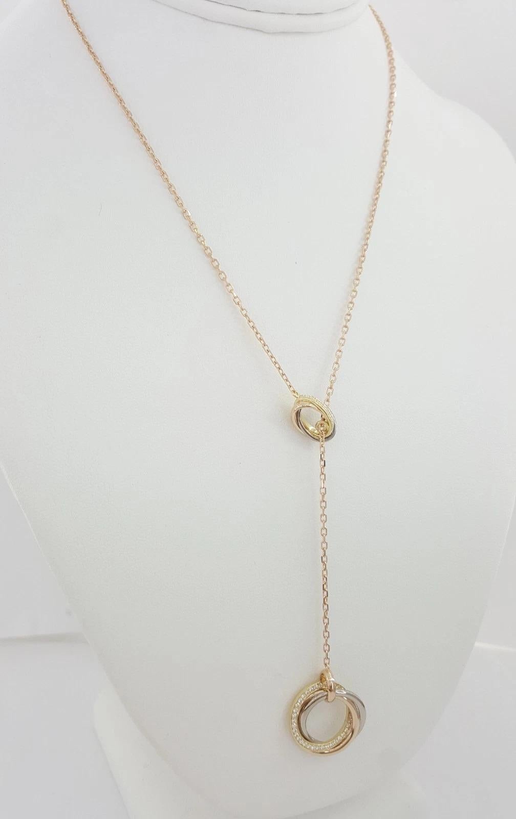 da uomo o donna Cartier Trinity - Collana con pavé di diamanti in oro multicolore 18 ct. in vendita