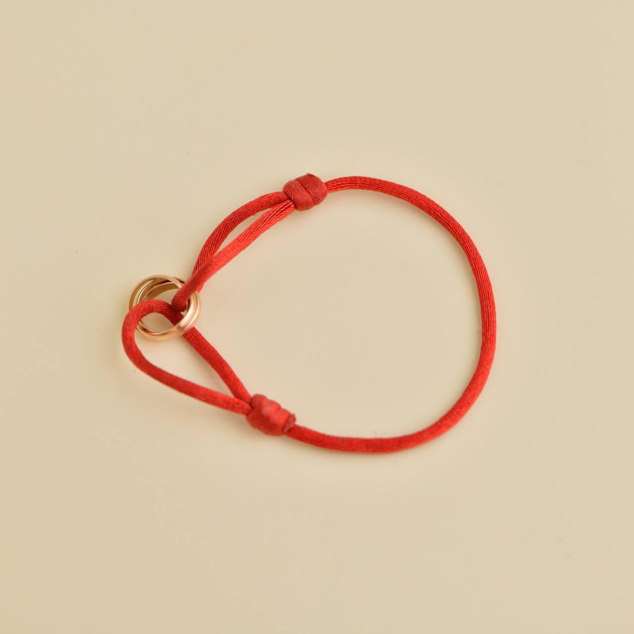 Women's or Men's Cartier Trinity 18K Rose Gold Red Cord Bracelet