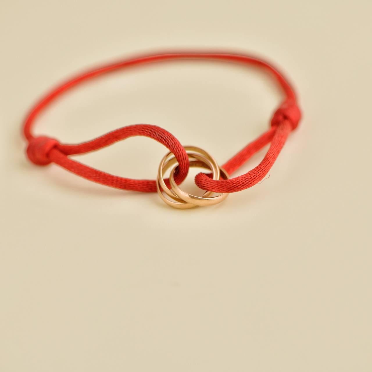 Cartier Trinity 18K Rose Gold Red Cord Bracelet 1