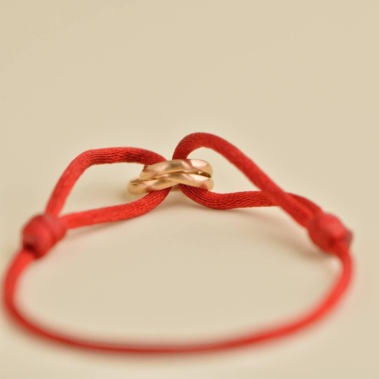 Cartier Trinity 18K Rose Gold Red Cord Bracelet 2