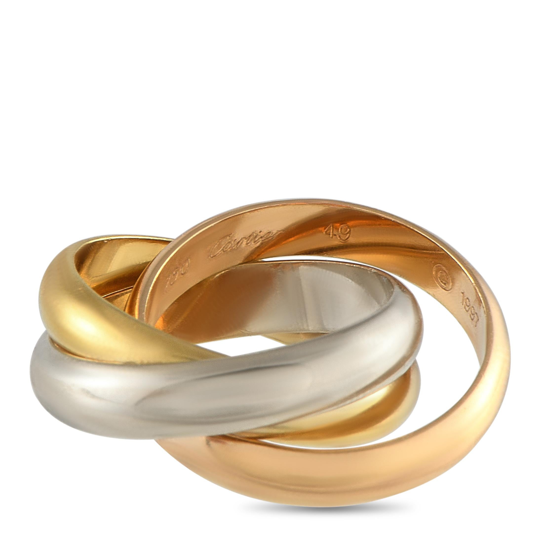 Cartier Trinity, bague en or rose, blanc et jaune 18 carats Pour femmes en vente