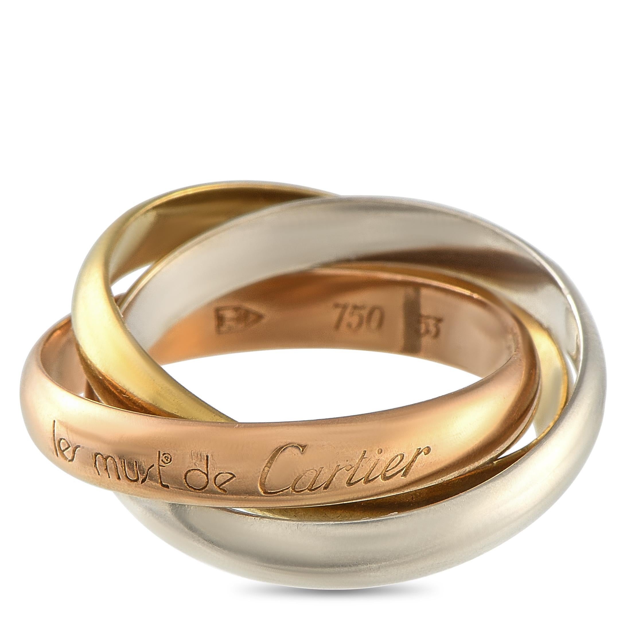 Donna Anello Cartier Trinity in oro rosa, bianco e giallo 18 carati in vendita