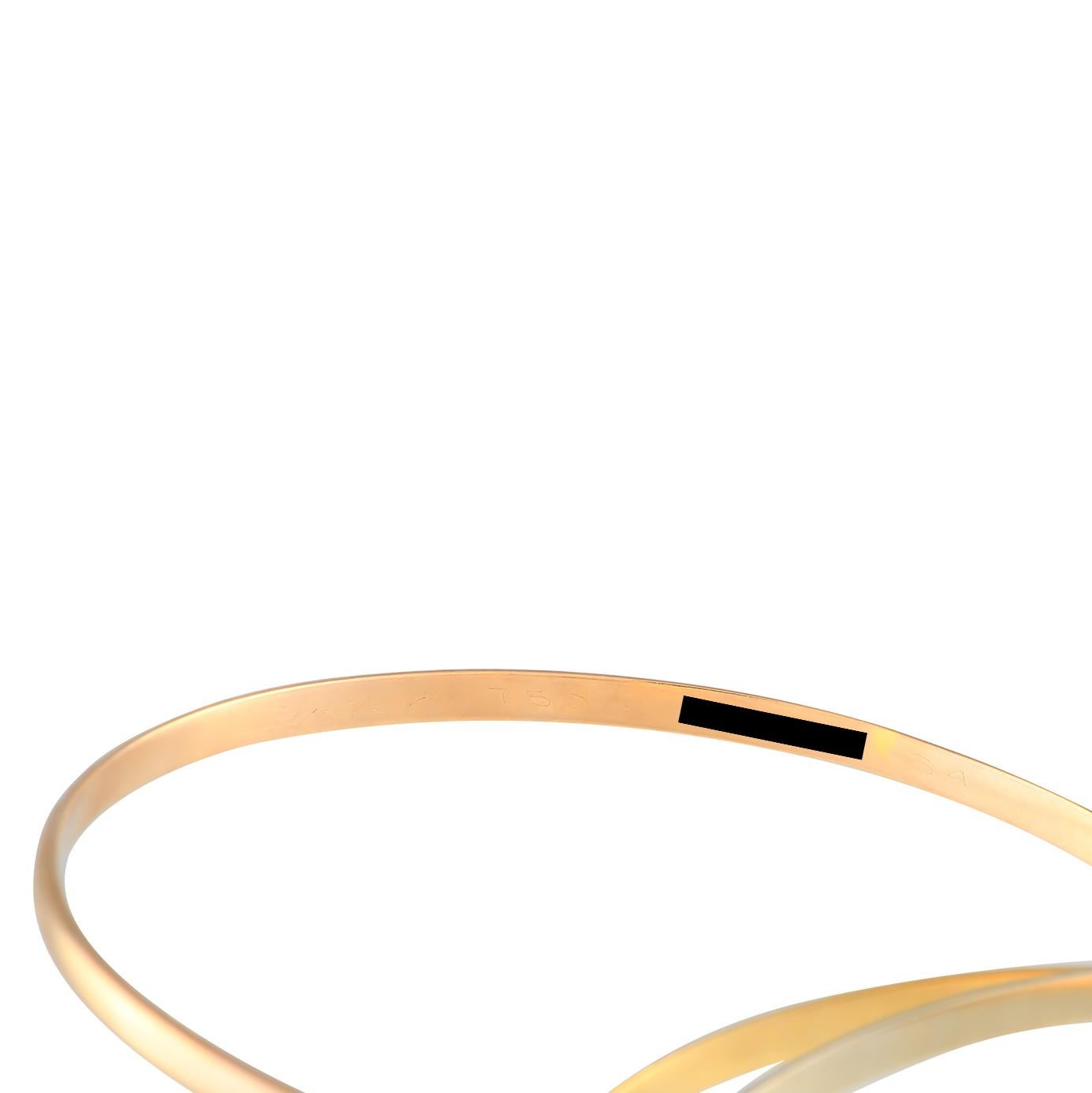 Cartier Trinity 18K Rose, Yellow, and White Gold Bangle Bracelet In Excellent Condition For Sale In Southampton, PA
