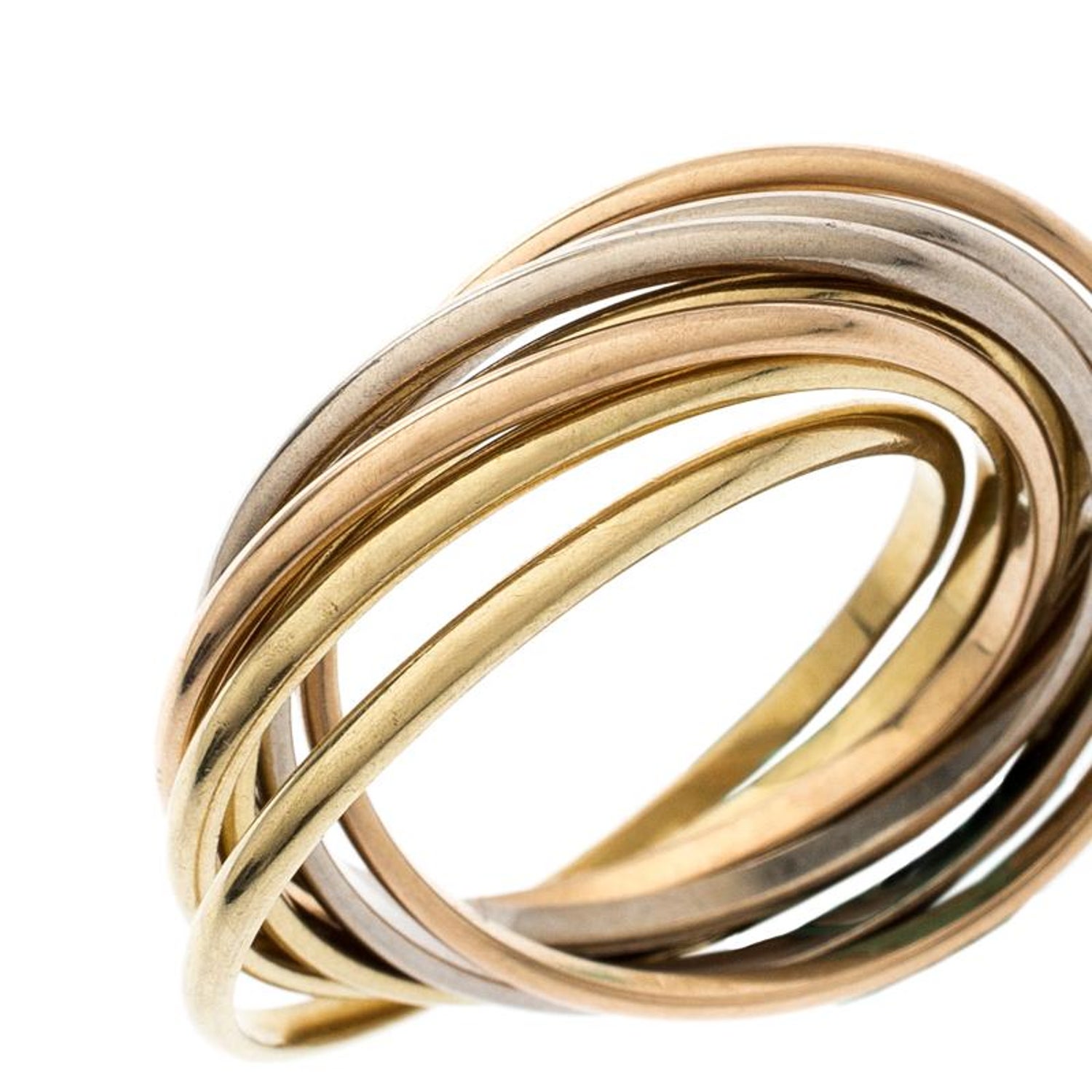 Cartier Trinity 18k Three Tone Gold 7 Band Rolling Ring Size 61 For Sale at  1stDibs | cartier 7 band rolling ring, cartier trinity ring 7 band, cartier  trinity 7 band