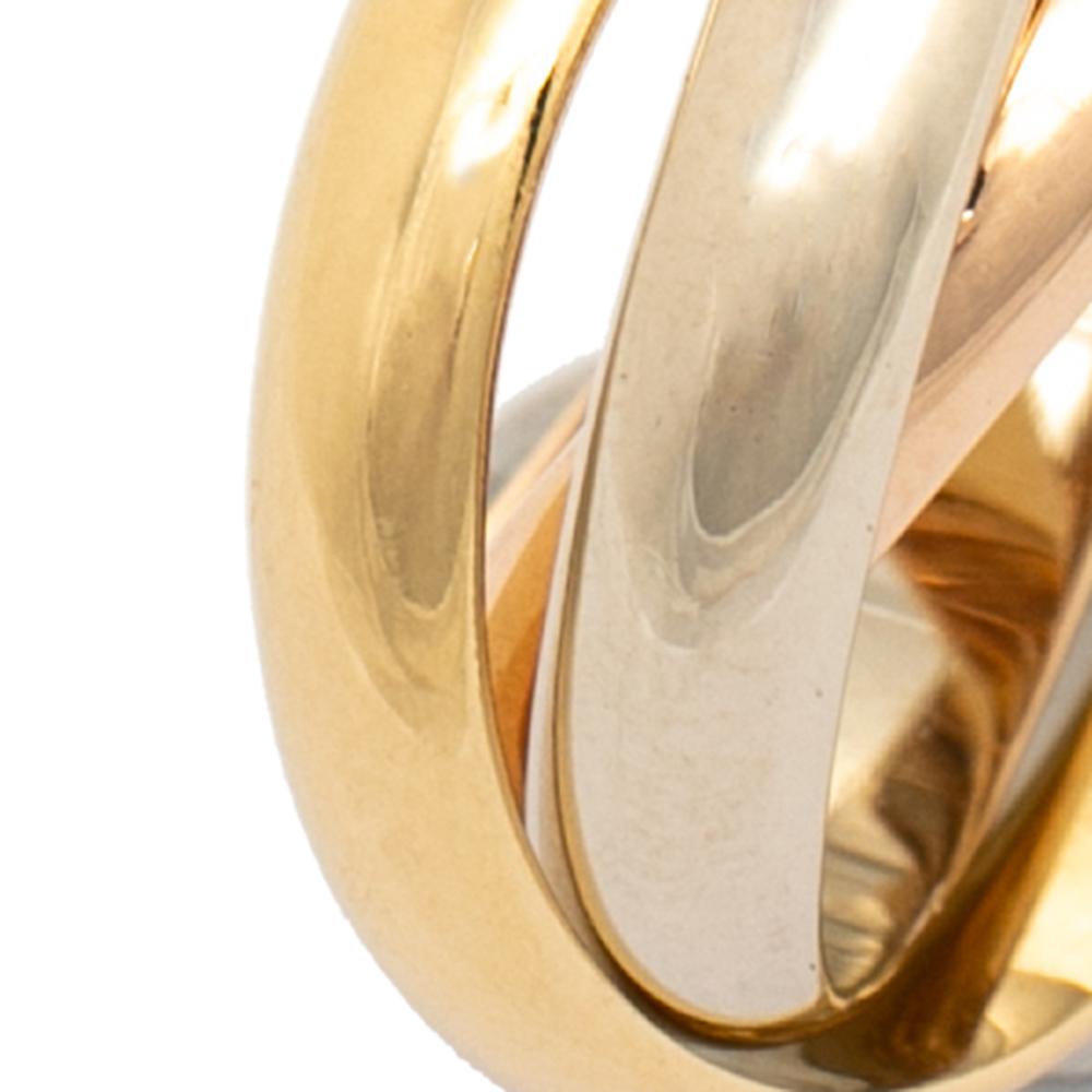 Contemporary Cartier Trinity 18K Three Tone Gold Band Ring Size 53