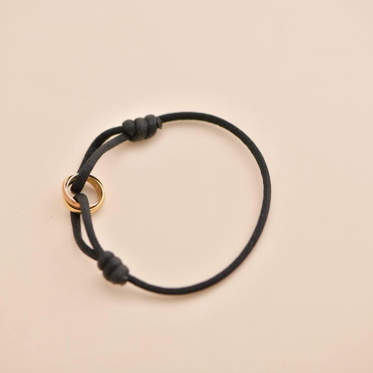Women's or Men's Cartier Trinity 18K Three Tone Gold Cord Adjustable Bracelet
