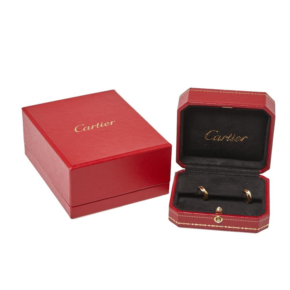 Cartier Trinity 18K Three Tone Gold Hoop Earrings 1