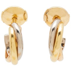 Cartier Trinity 18K Three Tone Gold Hoop Earrings
