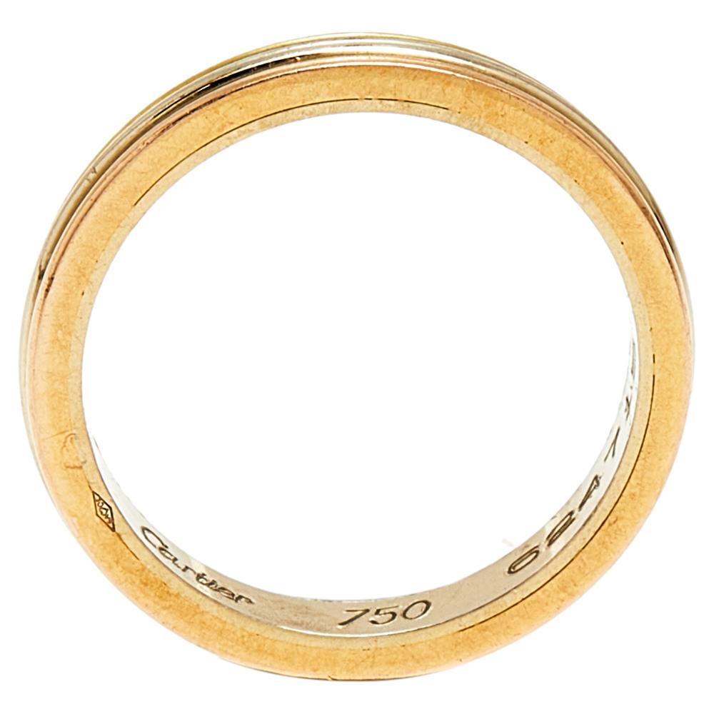 Part of the iconic Trinity collection, this ring is the perfect way to seal your bond of love. It features an 18k three-tone gold ring and a chic silhouette. The simple and elegant style can comfortably be worn as an everyday accessory.

Includes: