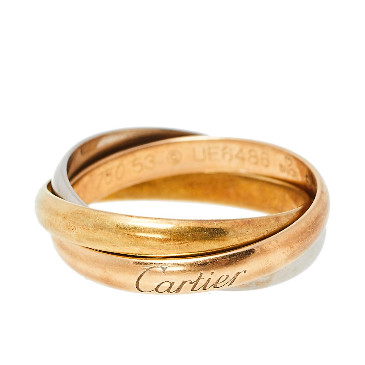 The Trinity ring was designed by Louis Cartier in 1924 and it continues to be a celebrated design from Cartier. The central motif of the Trinity collection is the ring which comes as a set of three-in rose, yellow and white gold, each symbolizing