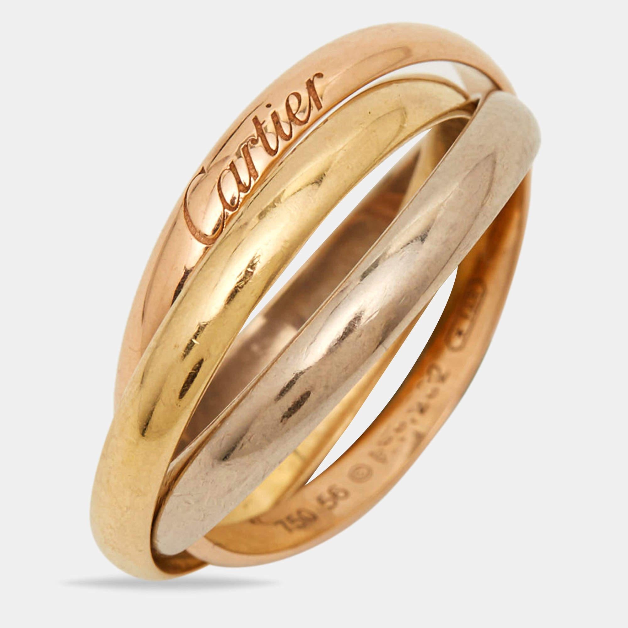 Cartier Trinity 18k Three Tone Gold Ring Size 56 1