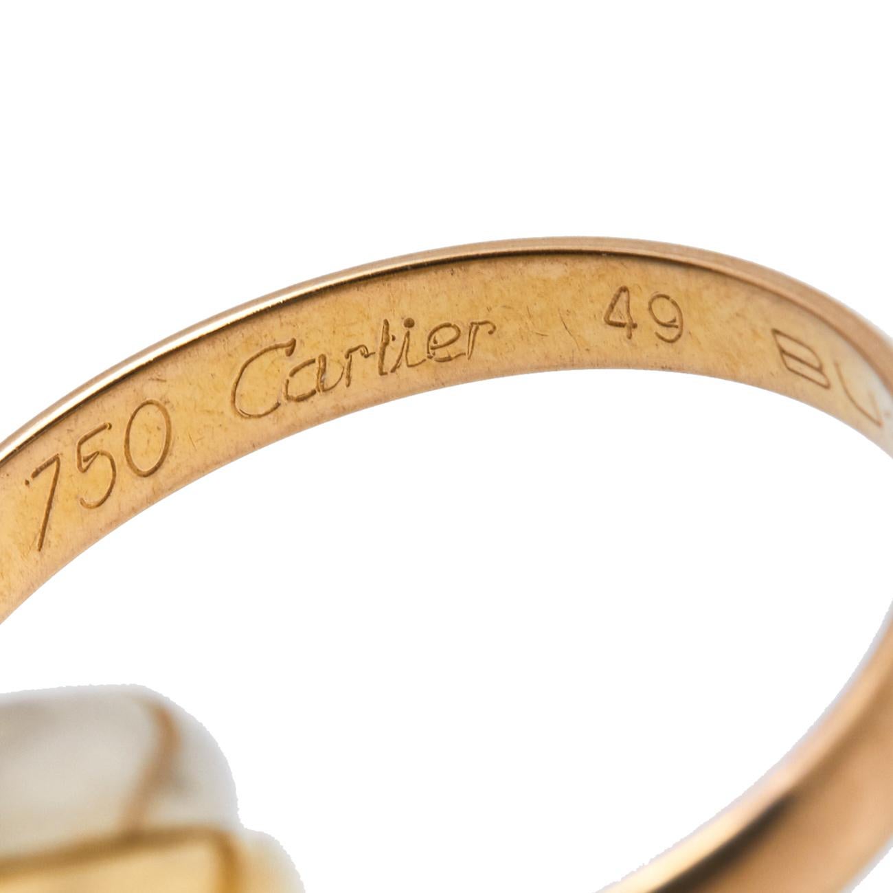 Contemporary Cartier Trinity 18K Three Tone Gold Rolling Band Ring Size 49