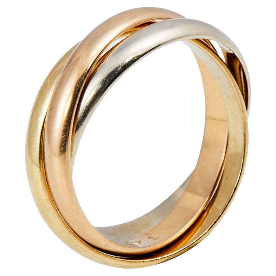 Cartier Trinity 18K Three Tone Gold Rolling Band Ring Size 49 For Sale ...
