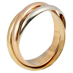 Cartier Trinity 18K Three Tone Gold Rolling Band Ring Size 49