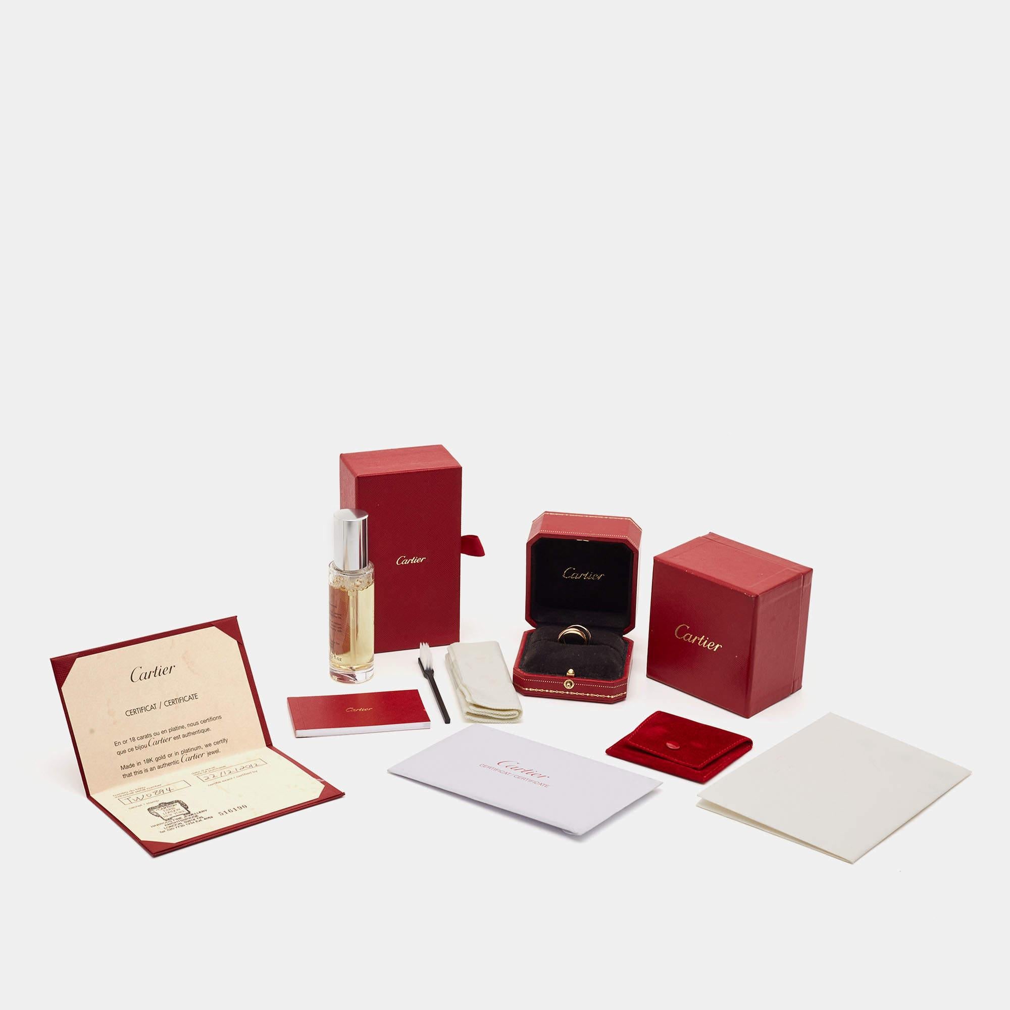 Cartier Trinity, petite bague modèle 50 en or tricolore 18 carats en vente 1