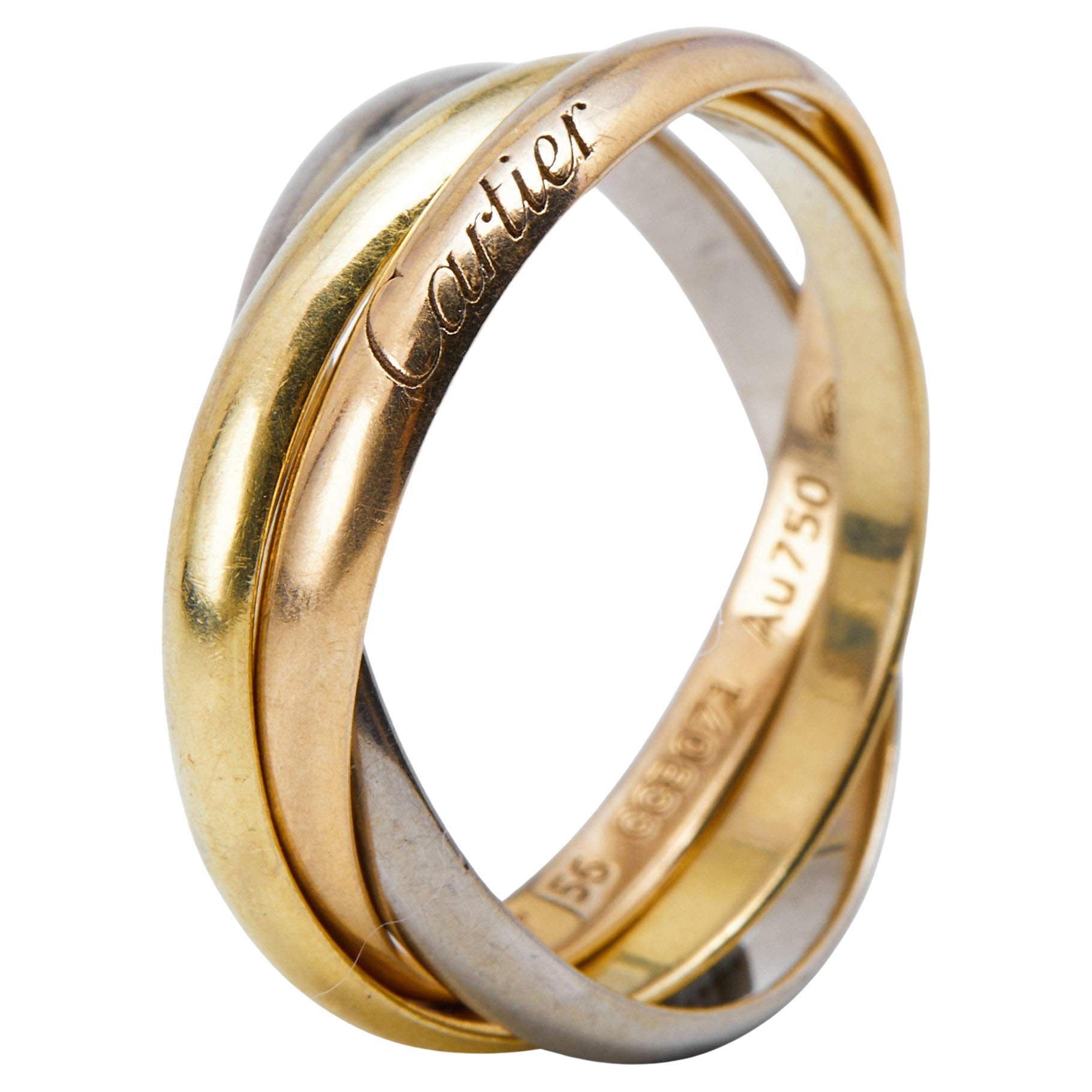 Cartier Trinity Classic Gold Ring Small Model Size 53 For Sale at 1stDibs