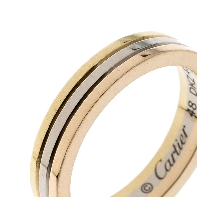 Contemporary Cartier Trinity 18K Three Tone Gold Wedding Band Ring Size 48