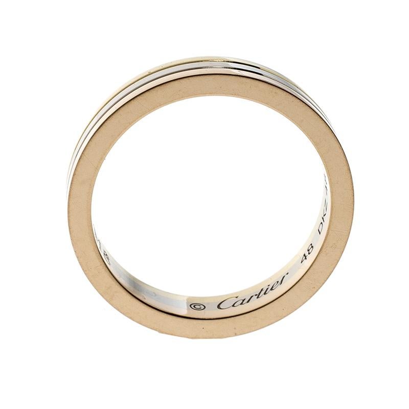 Cartier Trinity 18K Three Tone Gold Wedding Band Ring Size 48 In Good Condition In Dubai, Al Qouz 2