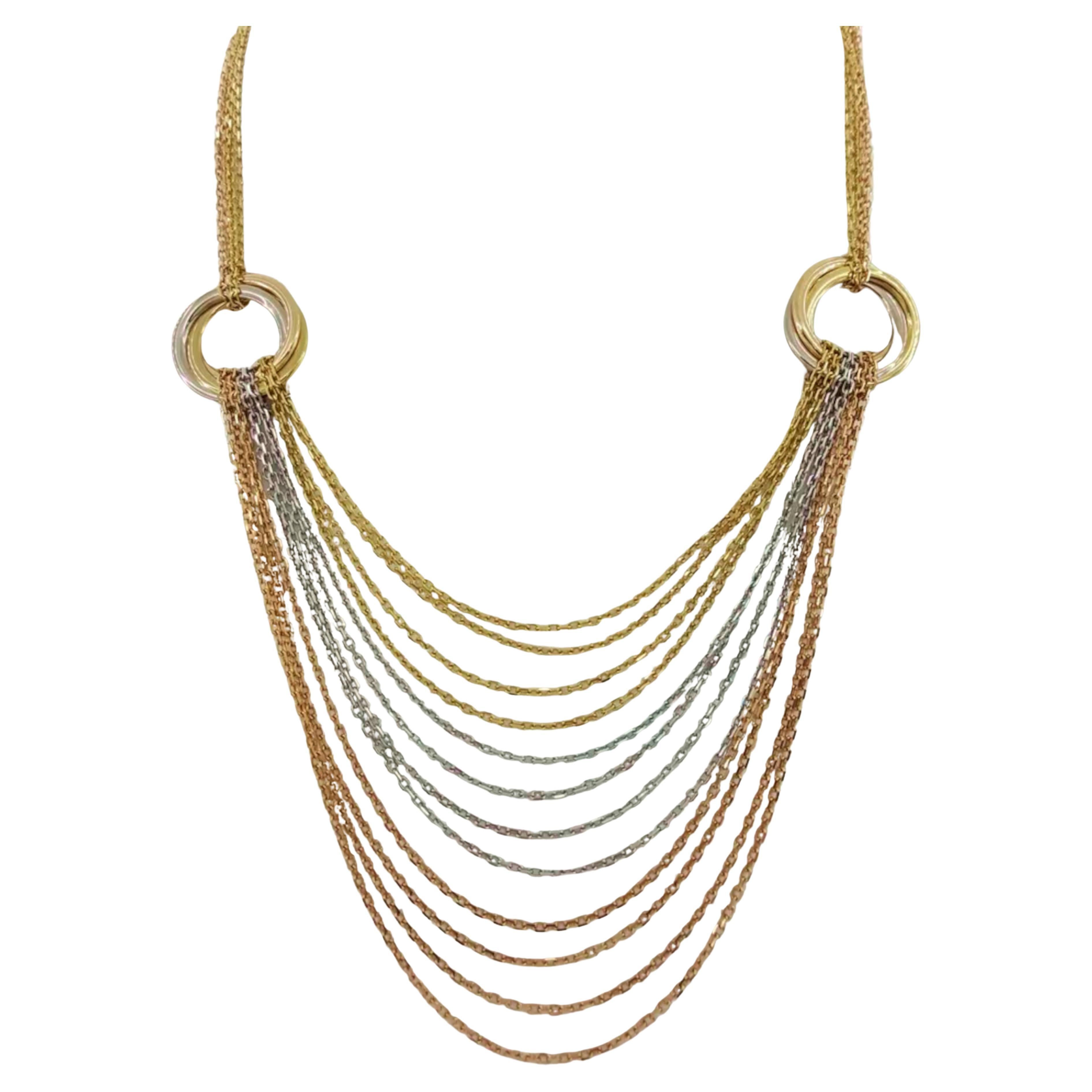 Cartier Trinity 18K Tri-Color Gold Draped Chain Necklace