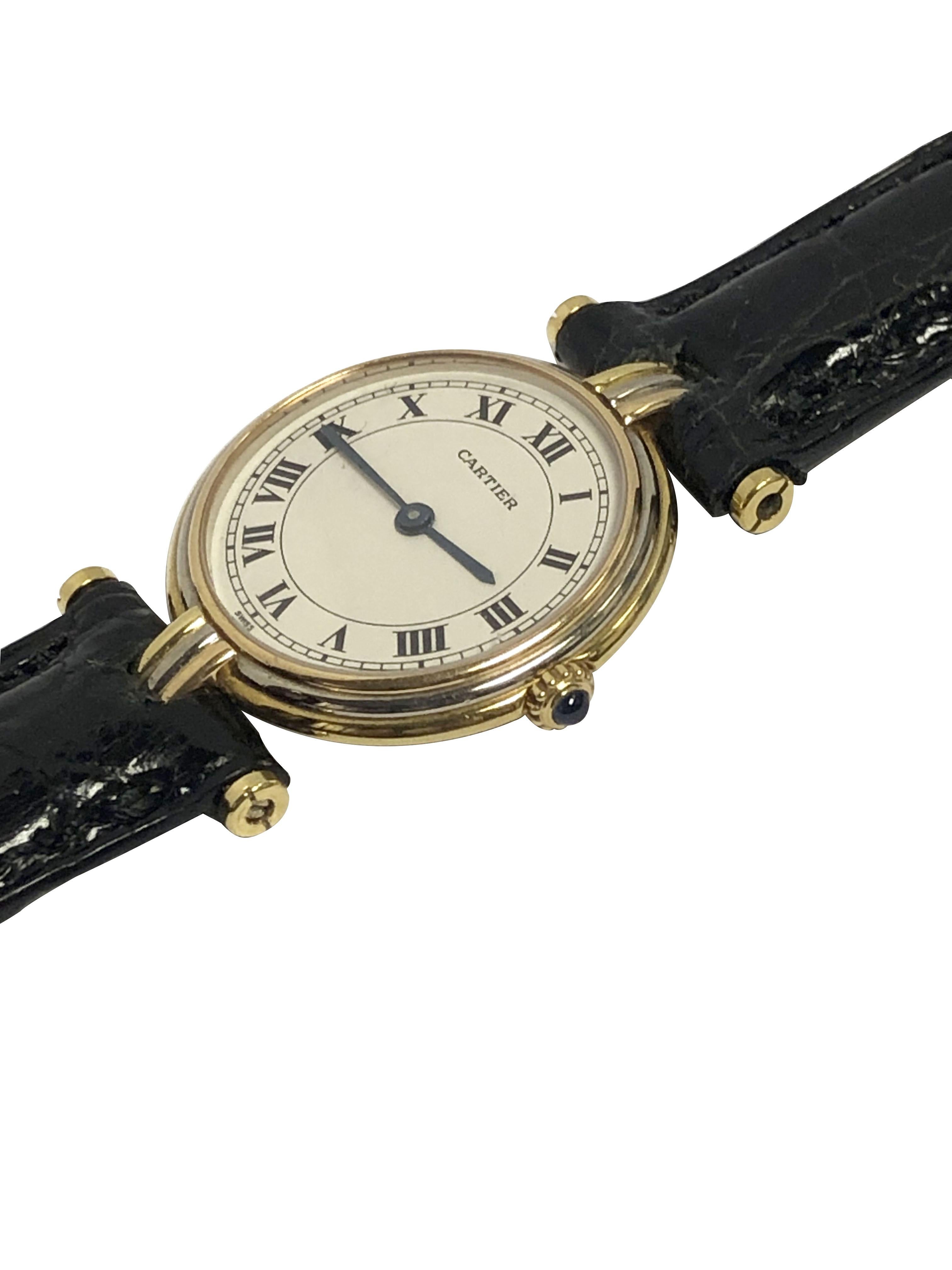 Women's Cartier Trinity 18k Tri Color Gold Ladies Quartz Wrist Watch For Sale