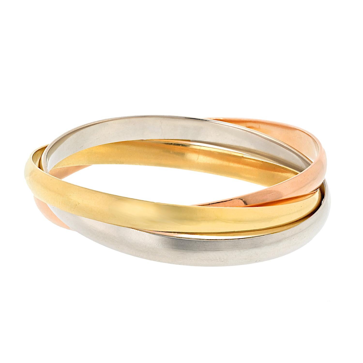 Cartier Trinity 18K Tri Color Modello più grande Bracciale Roller in vendita 5