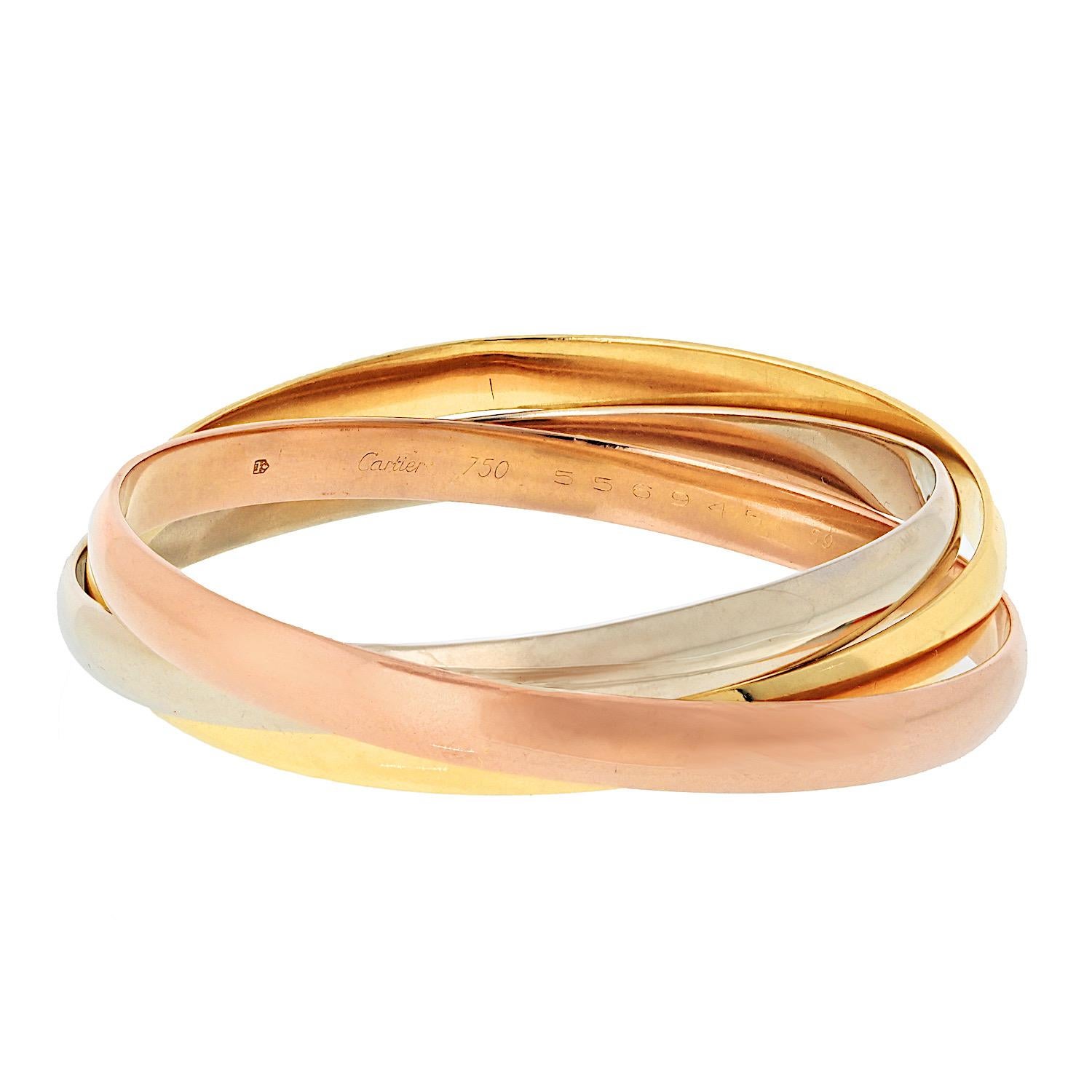 Cartier Trinity 18K Tri Color Modello più grande Bracciale Roller in vendita 6