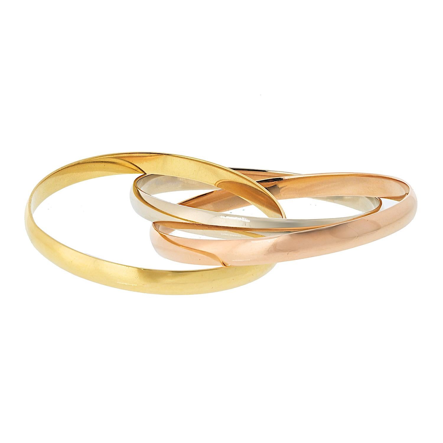 Cartier Trinity 18K Tri Color Modello più grande Bracciale Roller in vendita 7