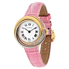 Cartier Trinity 18K Tri Color Trinity Round Dial 27mm 1990's Diamond Watch