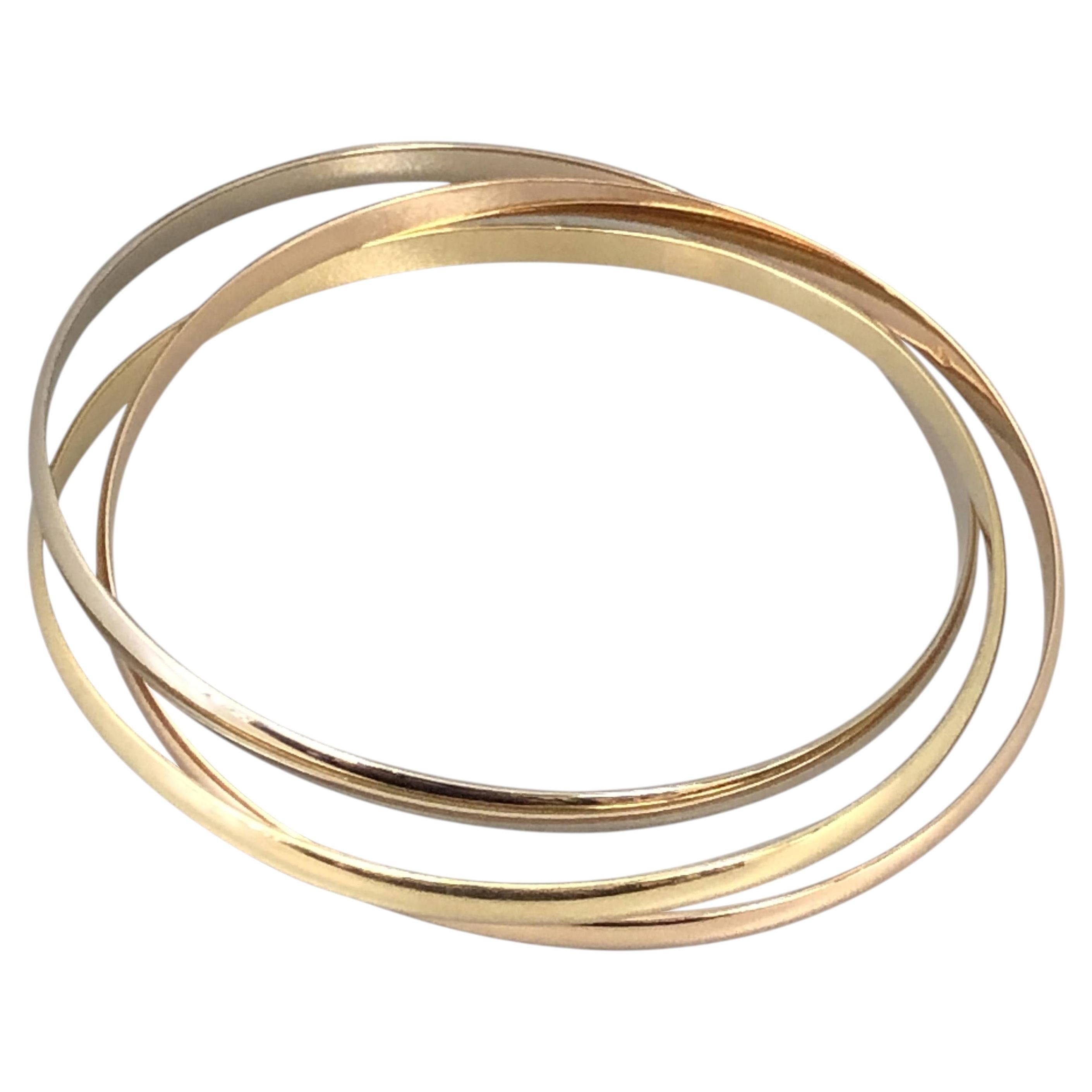 Cartier Trinity 18k Tri Color Triple Bangle Bracelet