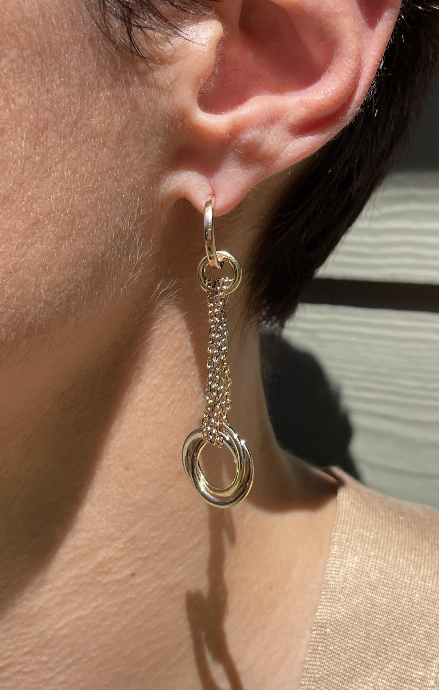 Cartier Trinity, boucles d'oreilles longues en or tricolore 18 carats Pour femmes en vente