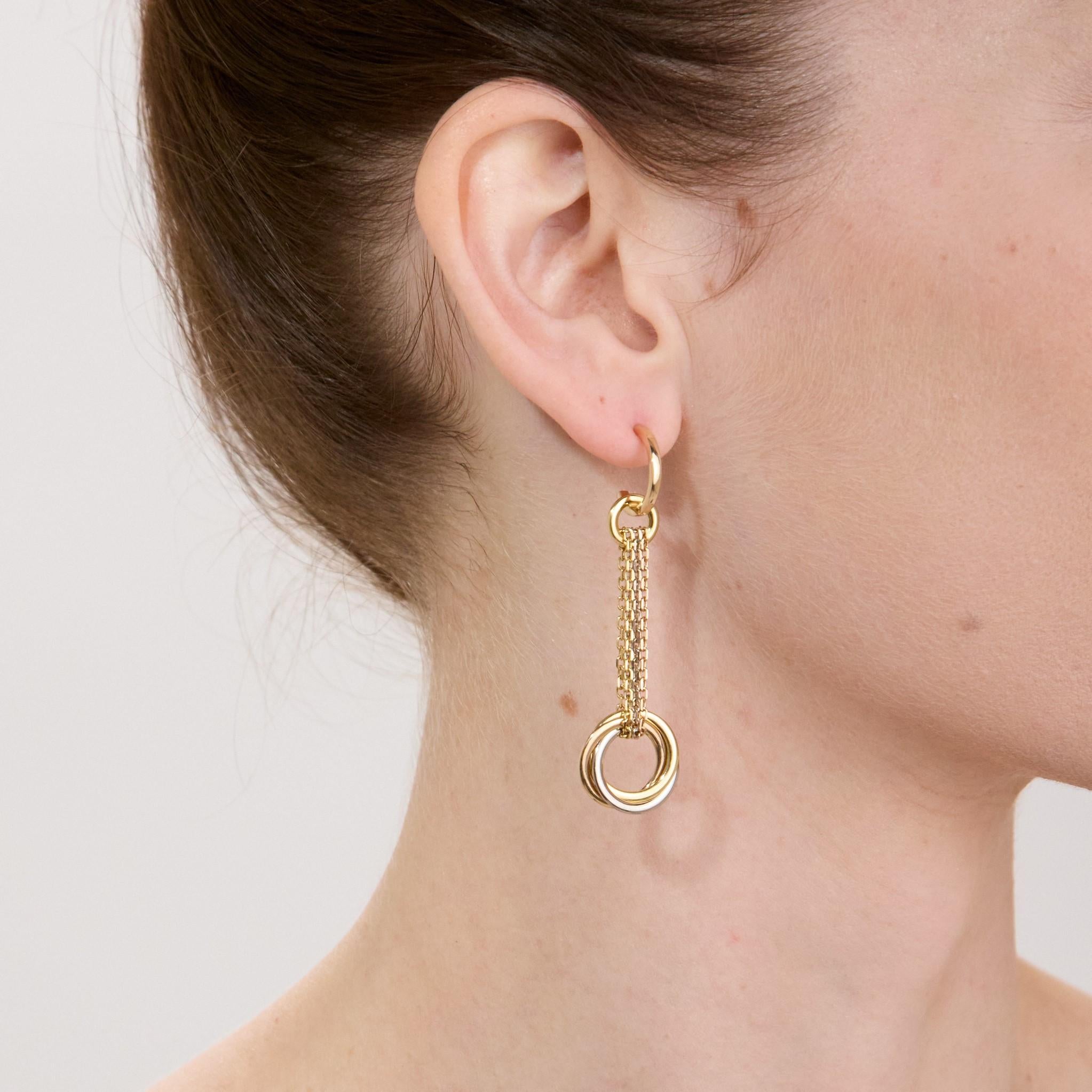tricolor gold earrings